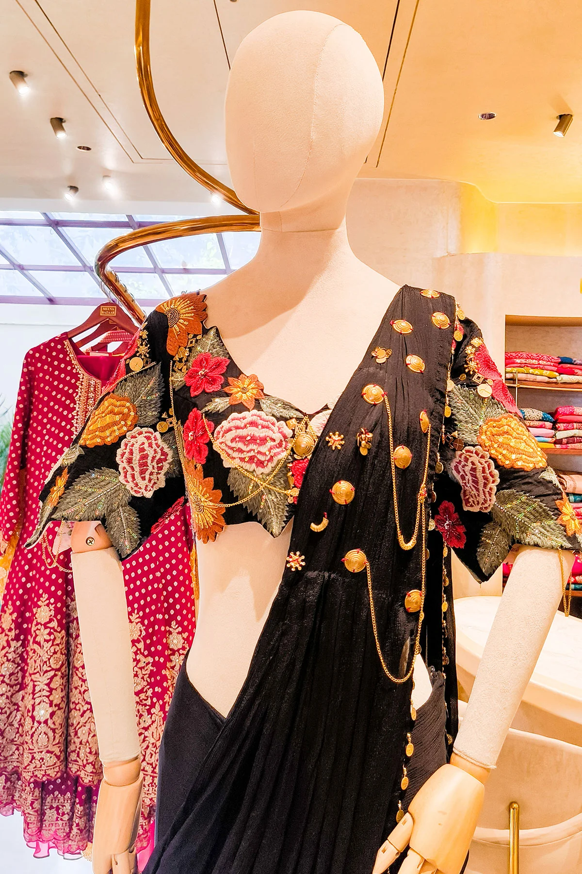 Floral Embroidered Ready To Wear Saree - Image 4