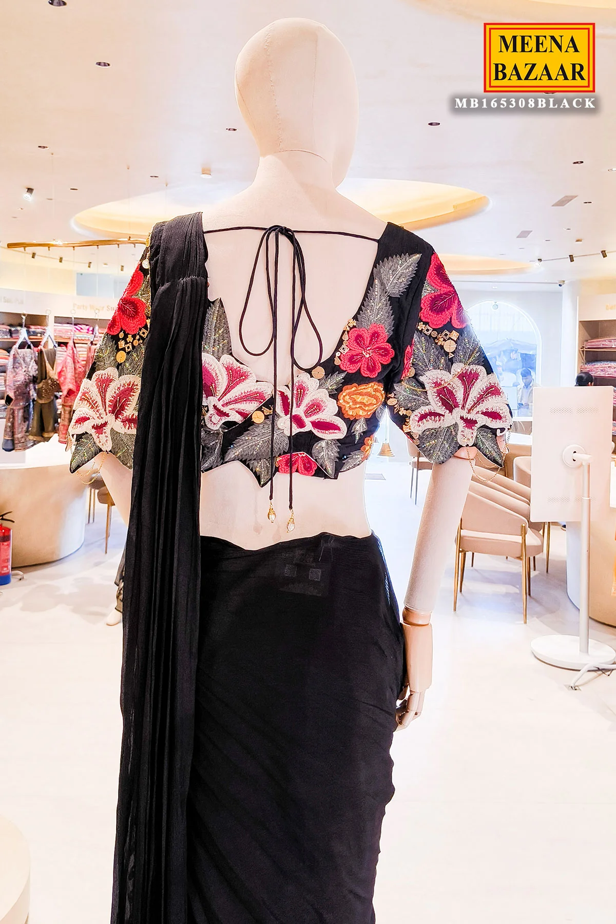 Floral Embroidered Ready To Wear Saree - Image 5
