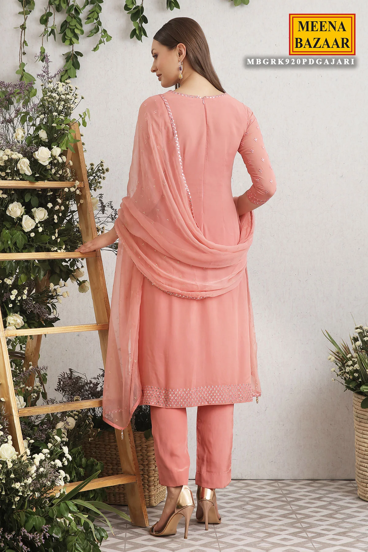 Gajari Embroidered Georgette Suit Set - Image 4