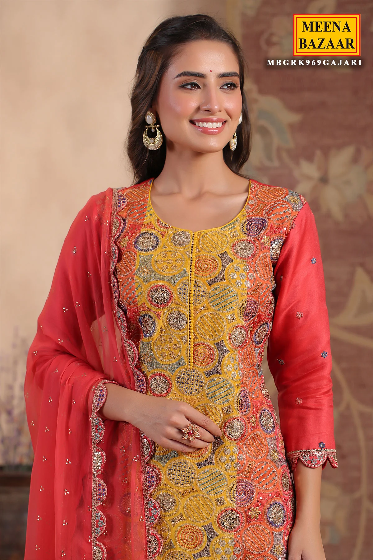 Gajari Silk Embroidered Suit Set - Image 2