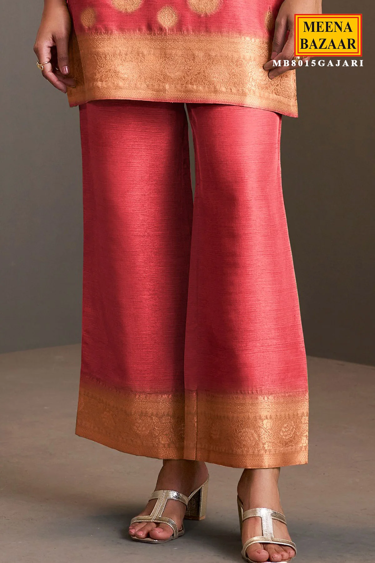 Gajari Silk Kurti with Neck Embroidery - Image 3