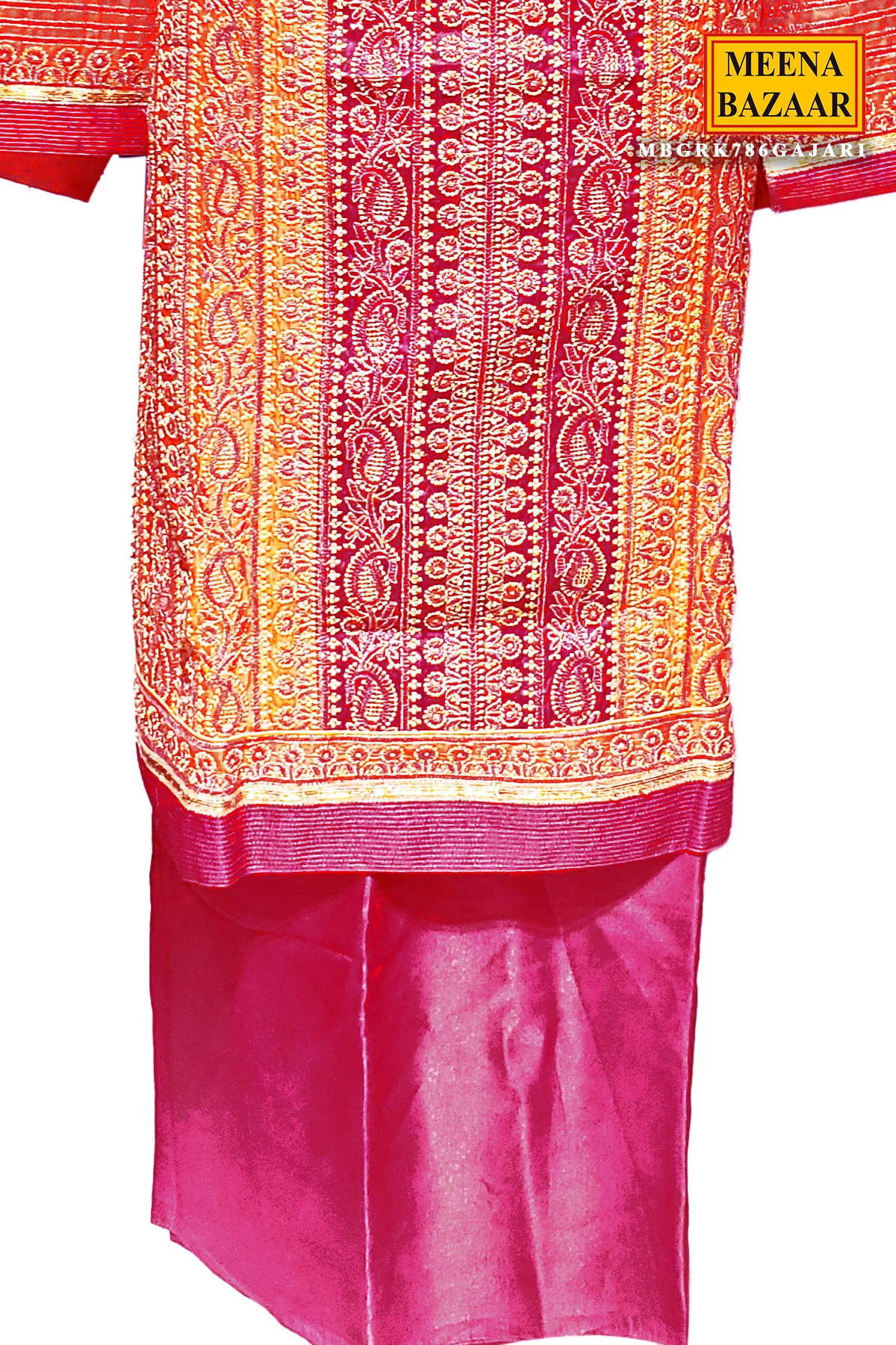Gajari Silk Zari Embroidered Unstitched Suit - Image 7