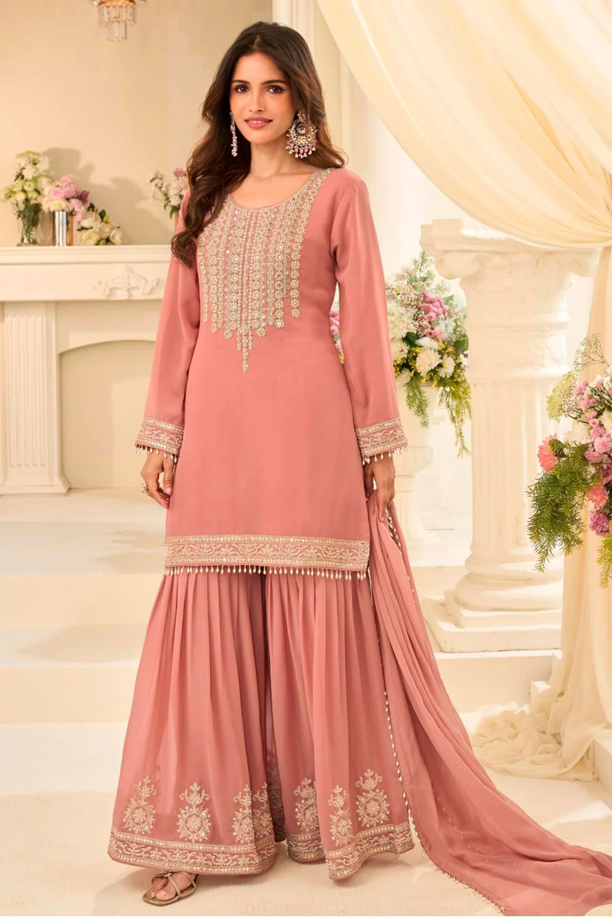 Gajri Embroidered Georgette Ready Made Suit – Elegant Ethnic Wear
