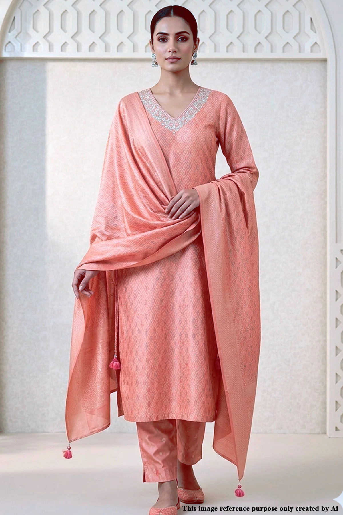 Gajri Printed Chanderi Ready Made Suit – Elegant Ethnic Wear