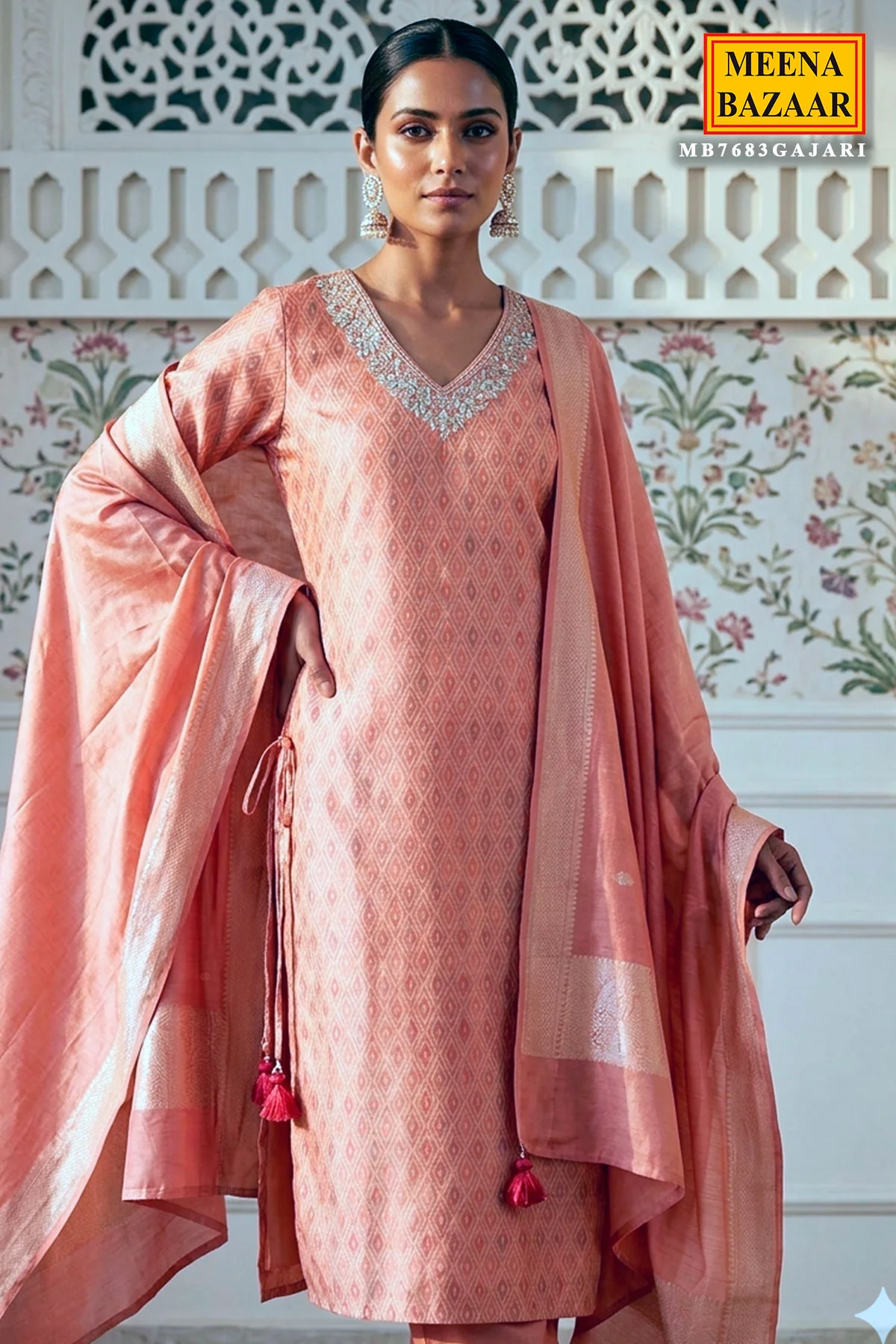 Gajri Printed Chanderi Ready Made Suit – Elegant Ethnic Wear - Image 2
