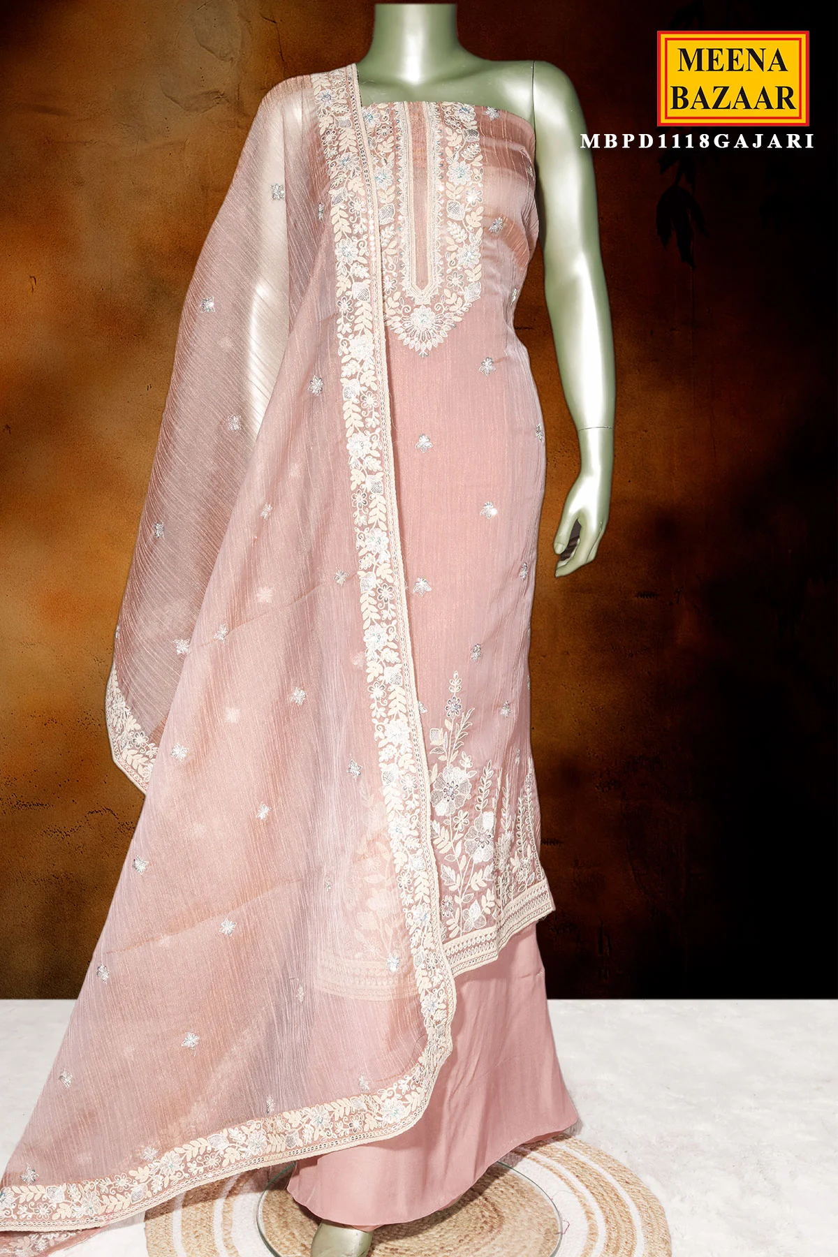 Gajri Tissue Unstitched Suit with Exquisite Sequin & Embroidery Work - Image 2