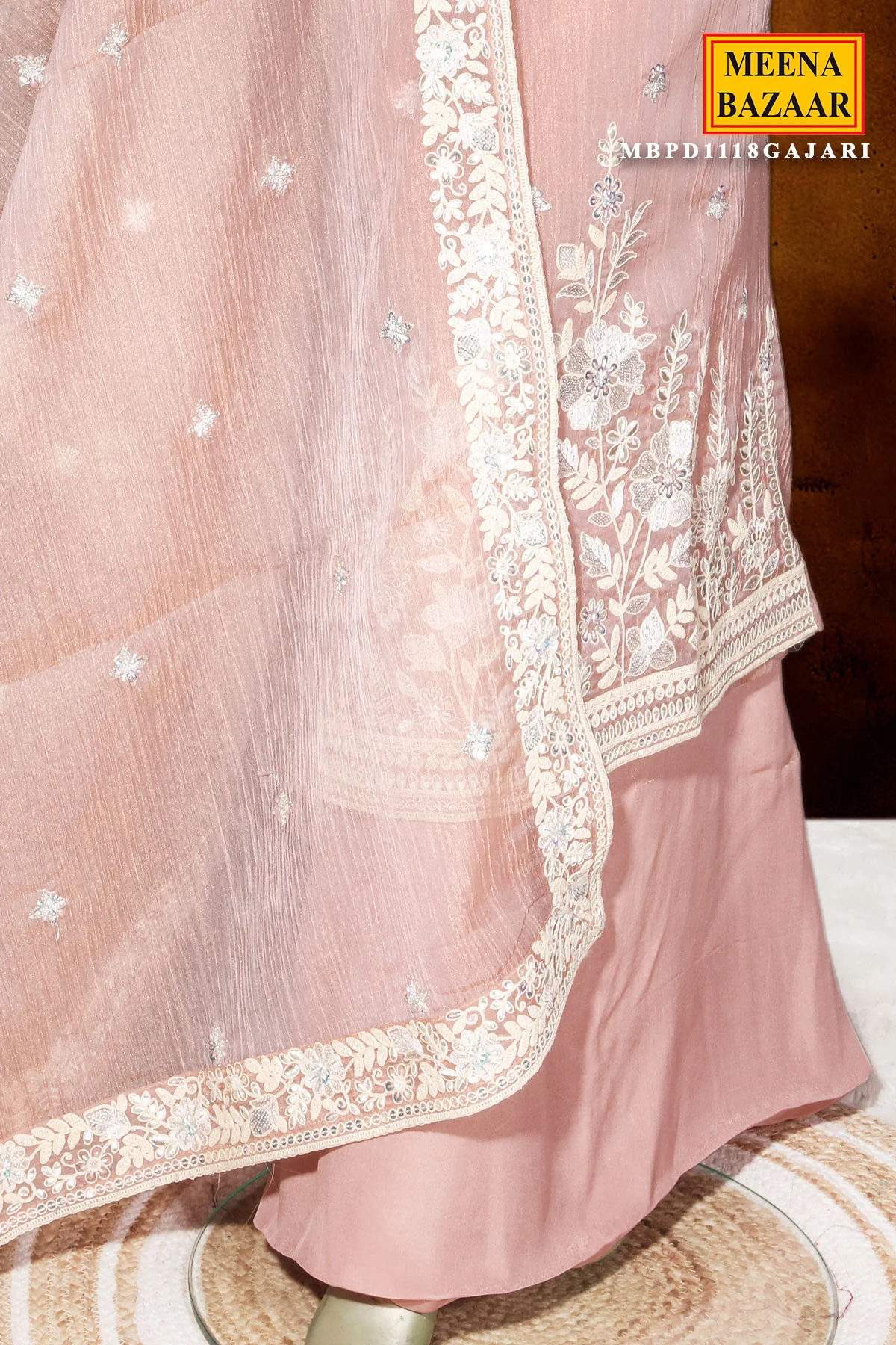 Gajri Tissue Unstitched Suit with Exquisite Sequin & Embroidery Work - Image 4