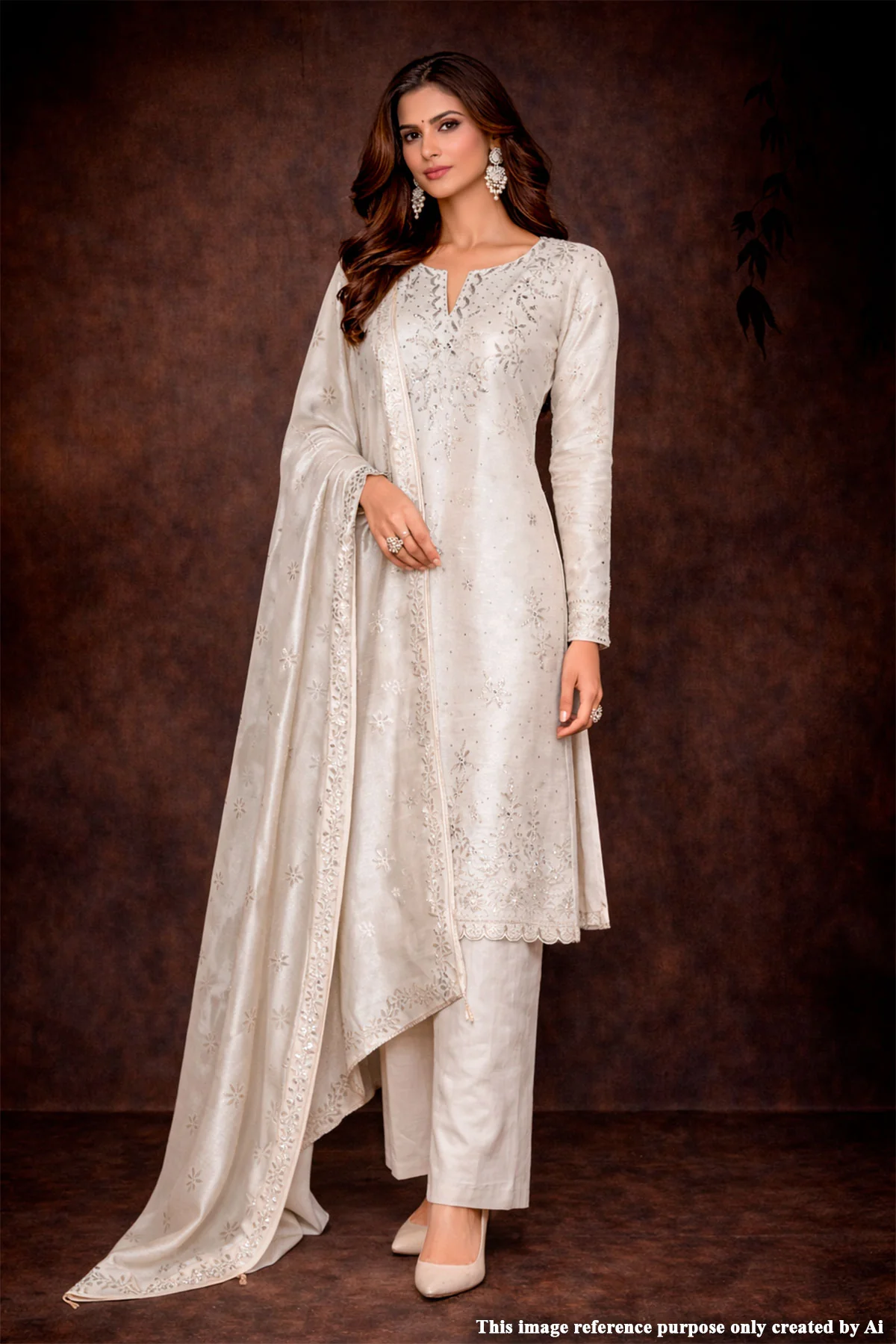 Gold Silk Unstitched Suit with Mukesh, Pita & Embroidery Work