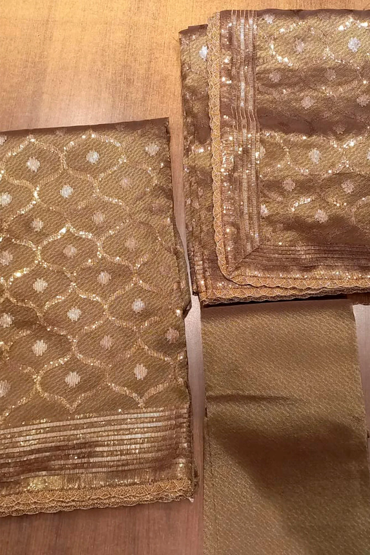 Copper Kanjivaram Tissue Suit Set with Matching Dupatta Festive Wear - Image 10