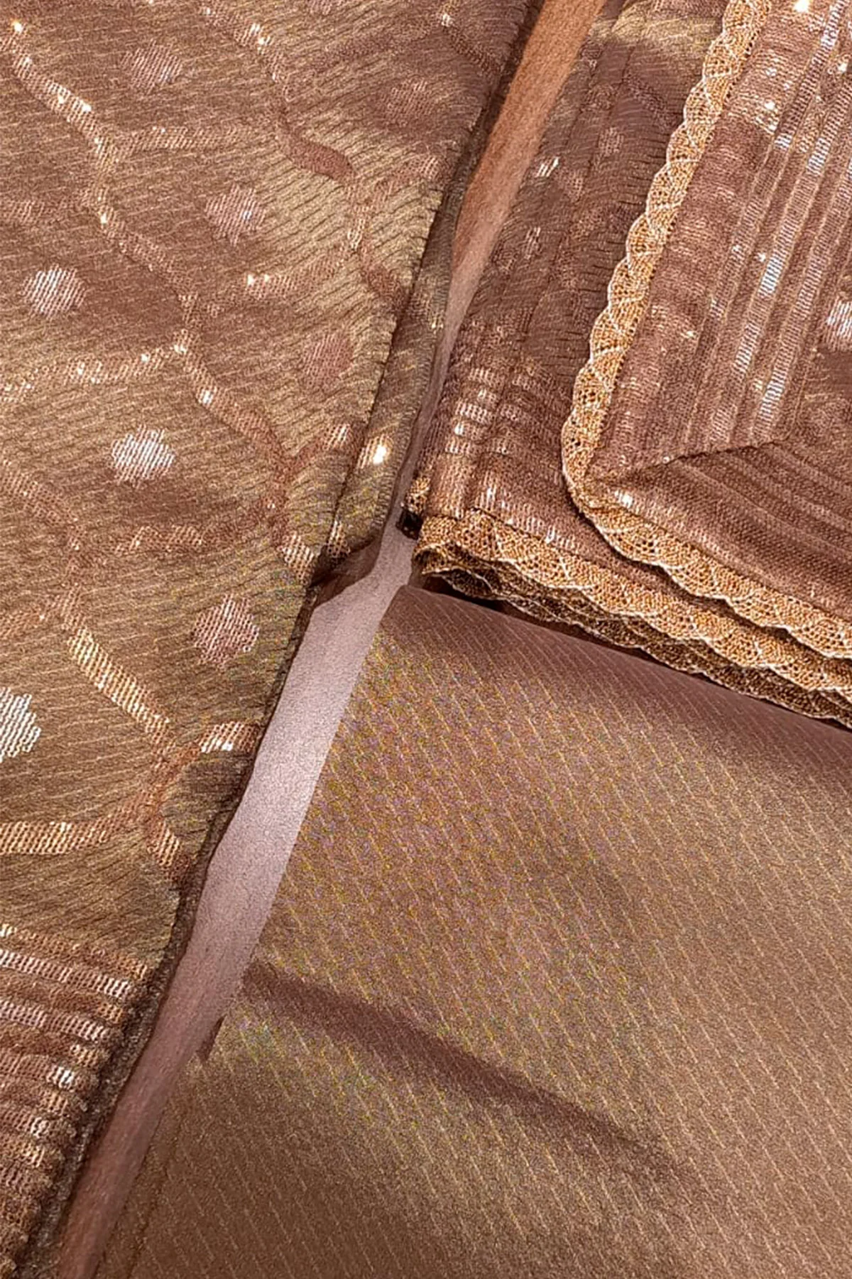 Copper Kanjivaram Tissue Suit Set with Matching Dupatta Festive Wear - Image 13