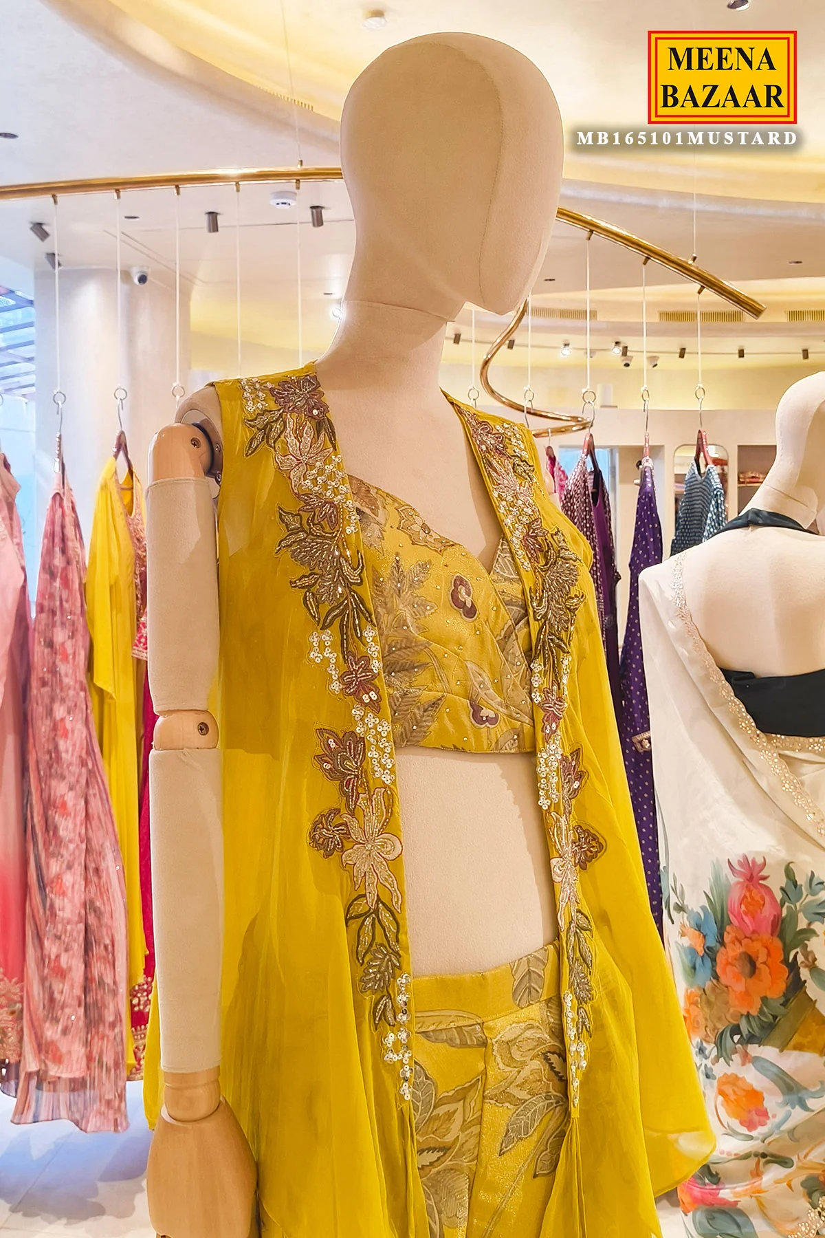 Graceful Mustard Indo Western Palazzo Set - Image 3