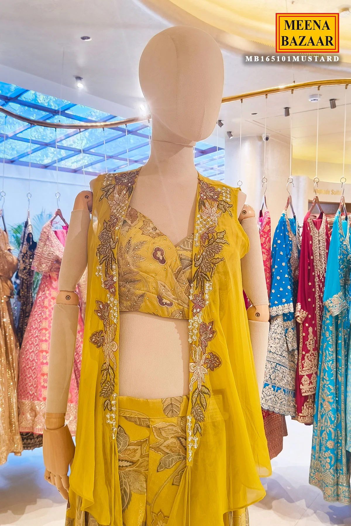 Graceful Mustard Indo Western Palazzo Set - Image 4