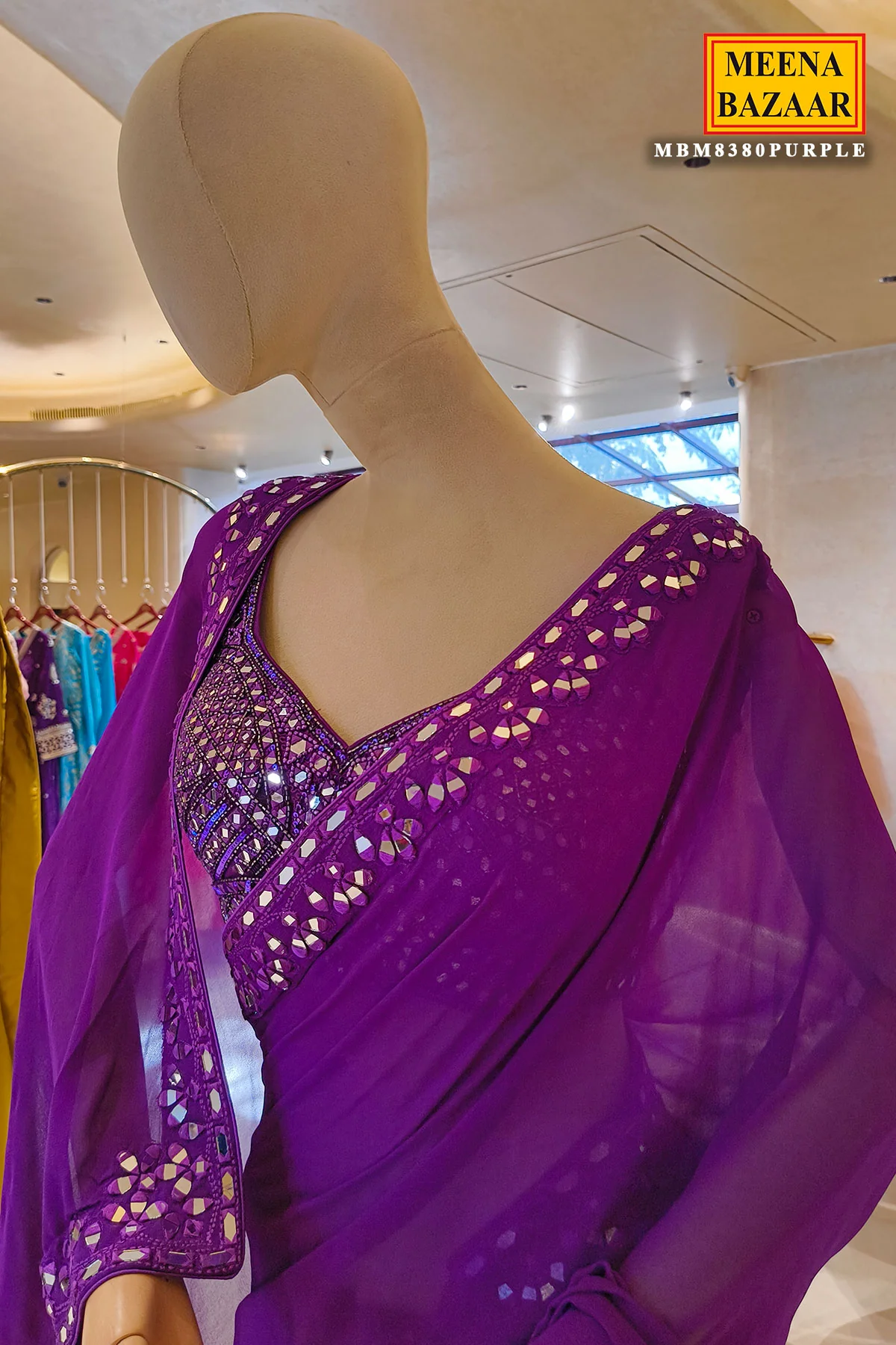 Graceful Royal Purple Saree - Image 2