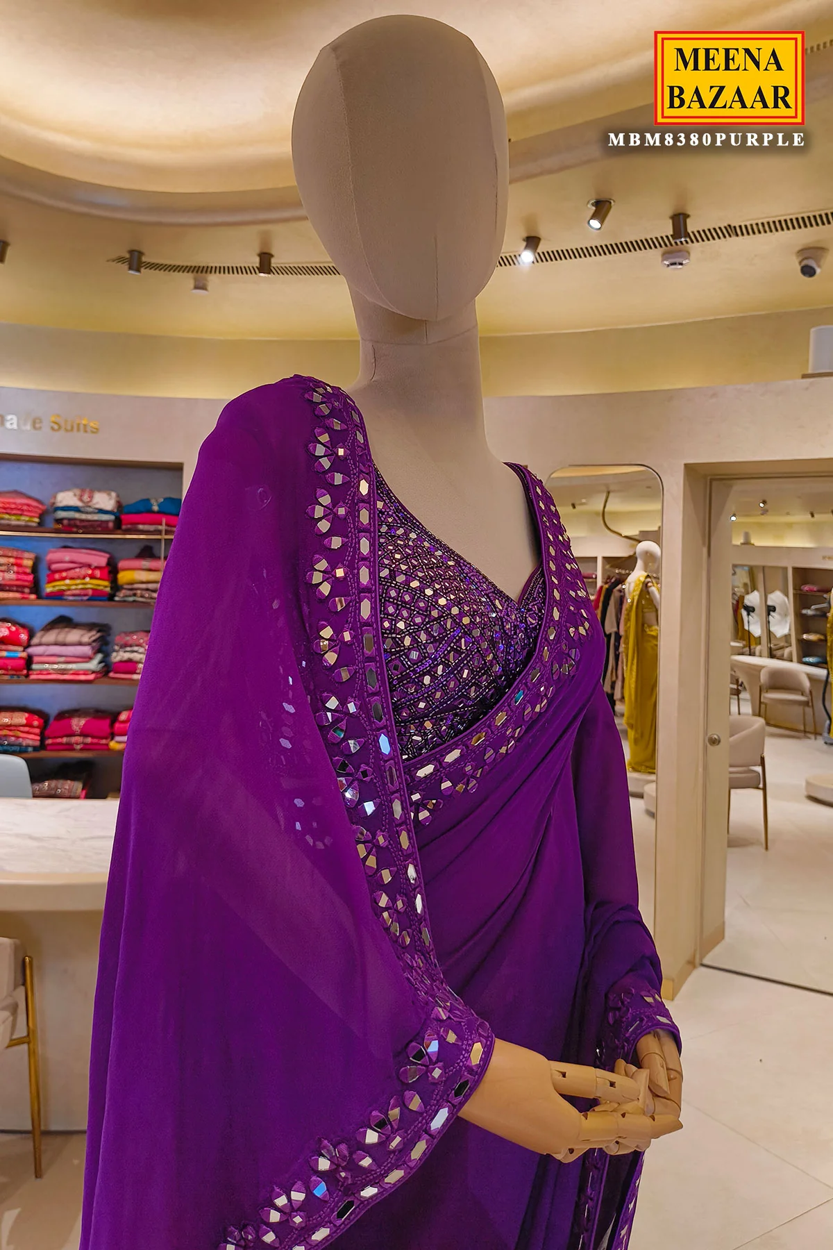 Graceful Royal Purple Saree - Image 3