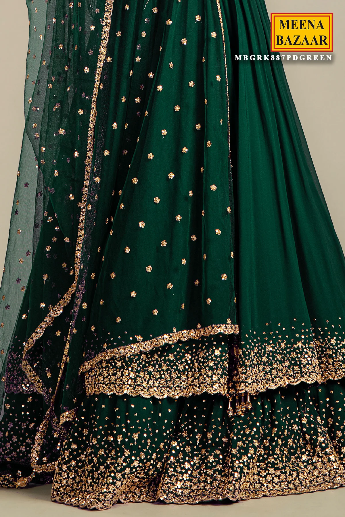 Green Georgette Lehenga - Image 4