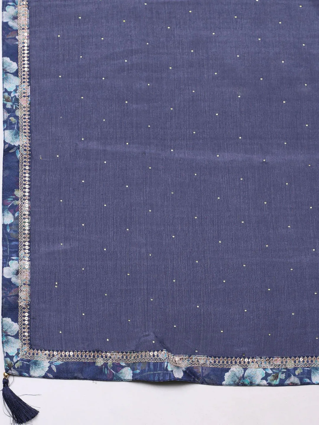 Grey Crepe Embroidered Unstitched Suit Set - Image 6