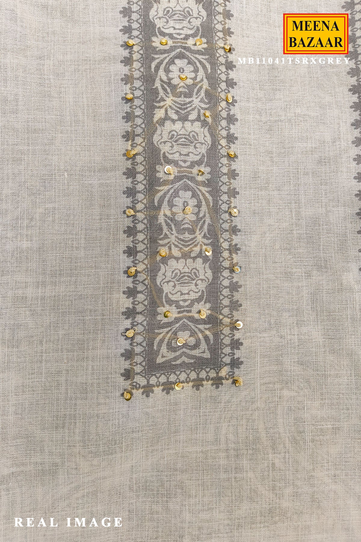 Elegant Grey Printed Summer Kurta Set with Dupatta - Image 5