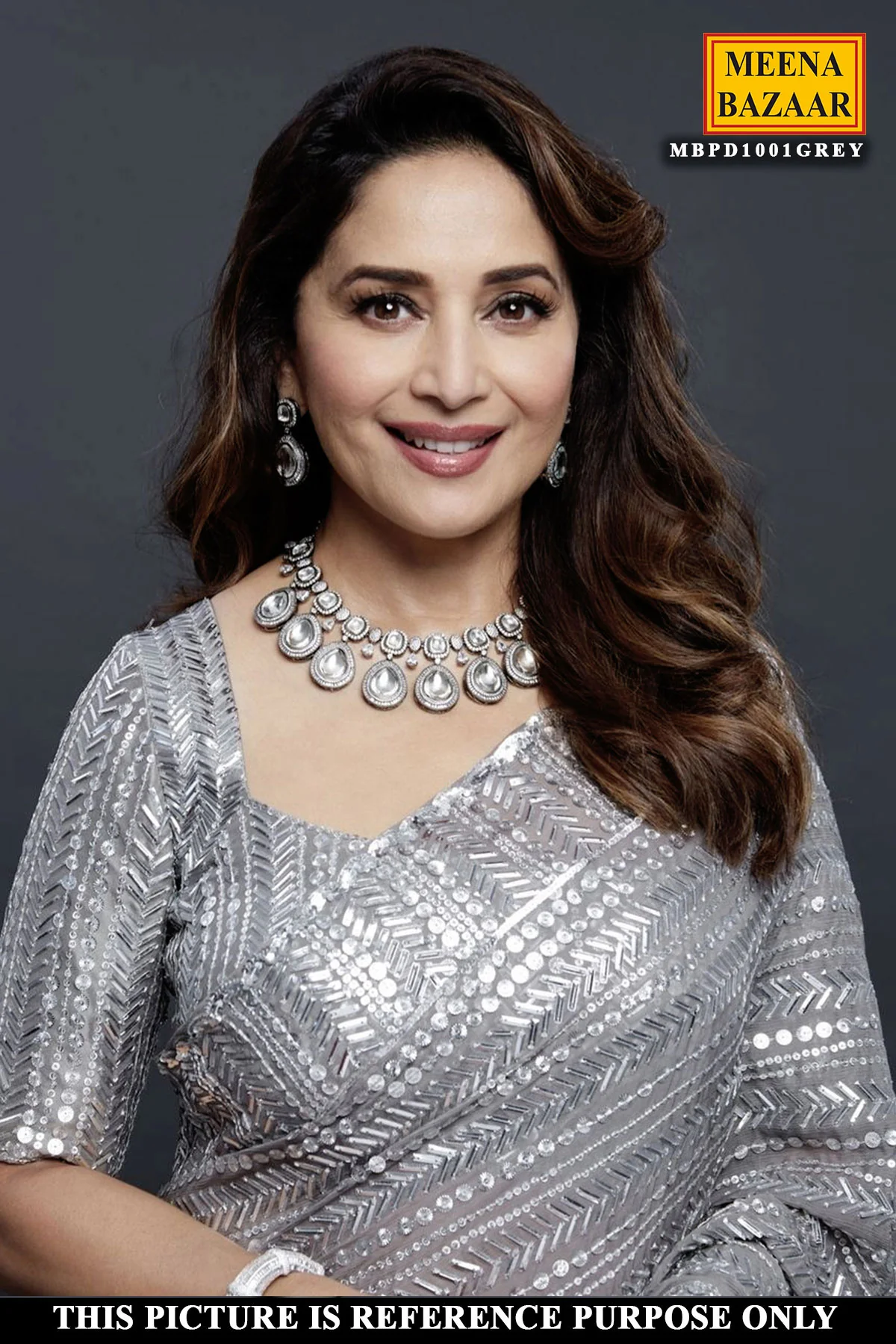 Grey Georgette Embroidered Saree - Image 3