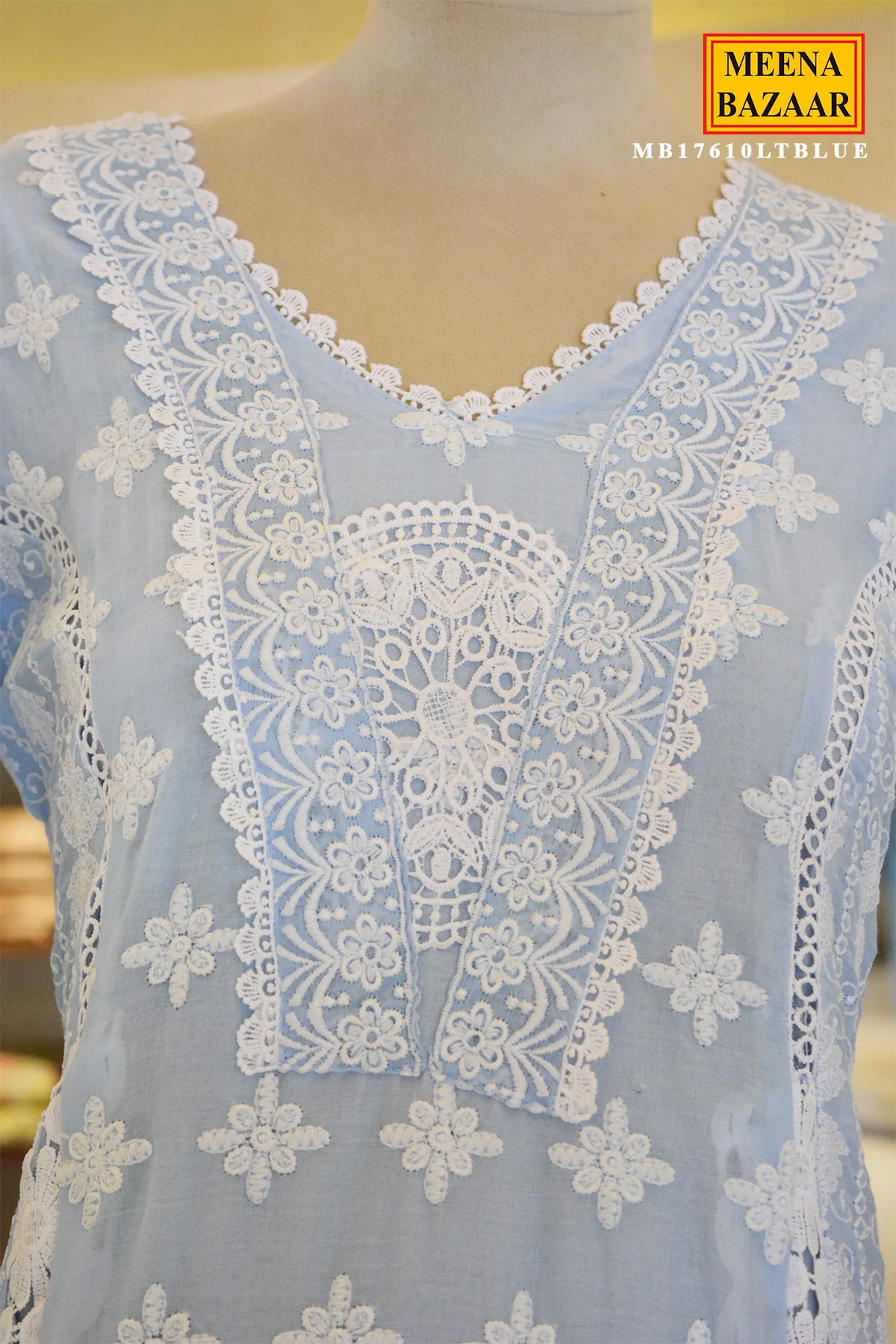 Light Blue Embroidered Co-Ord Set - Image 4