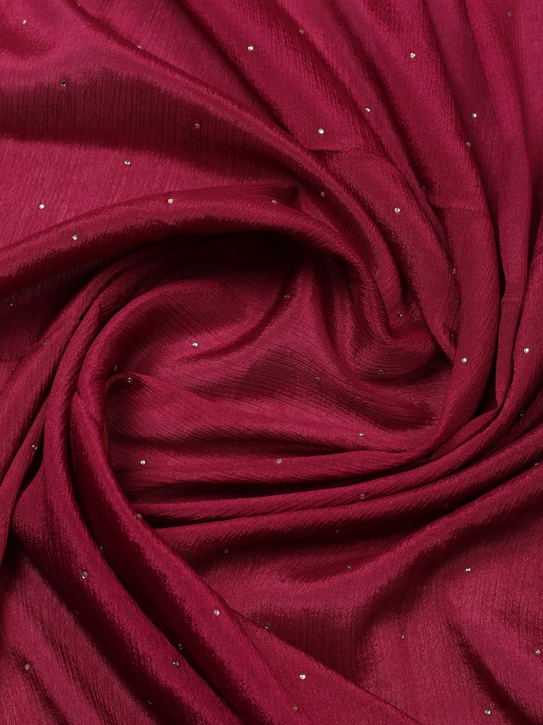 Maroon Crepe Embroidered Unstitched Suit Set - Image 6
