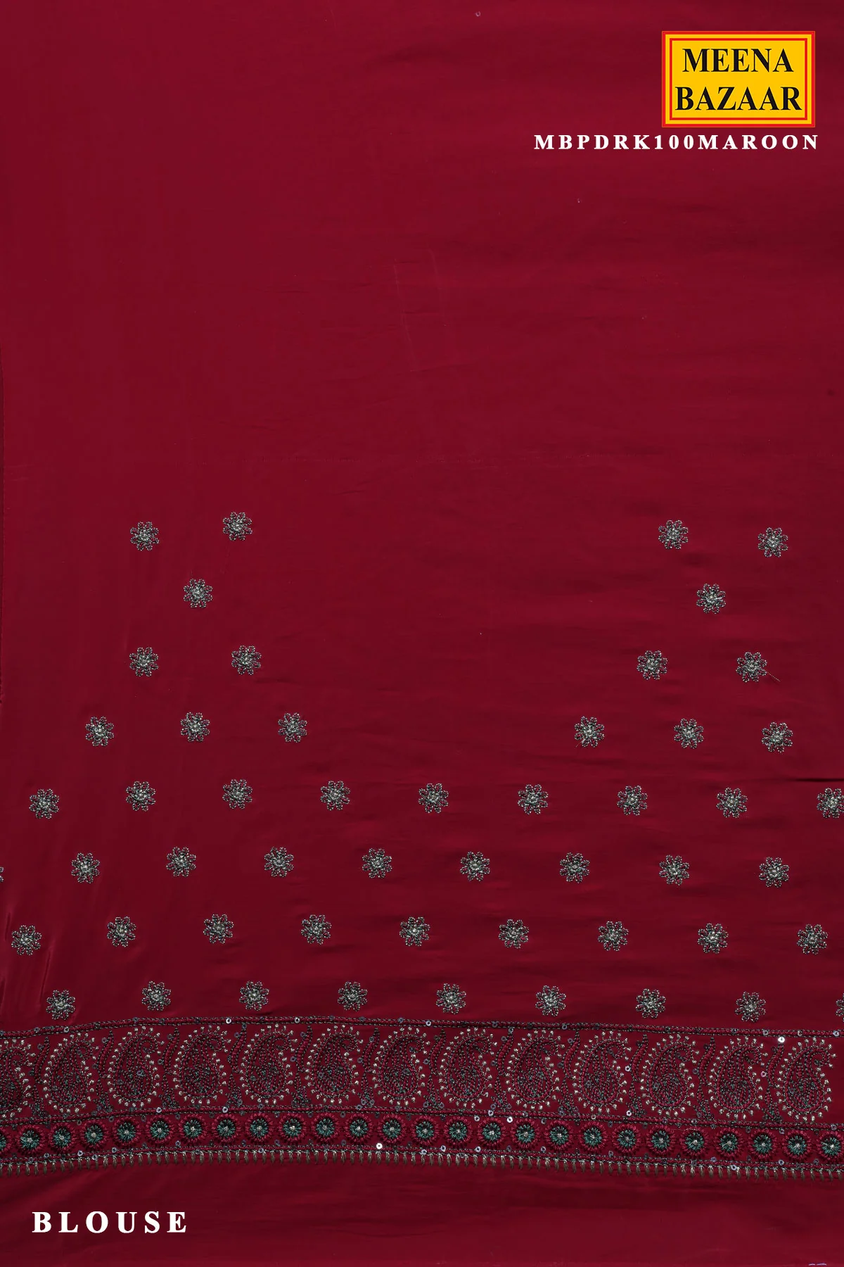 Maroon Georgette Embroidered Saree - Luxury Party Wear Saree - Image 4