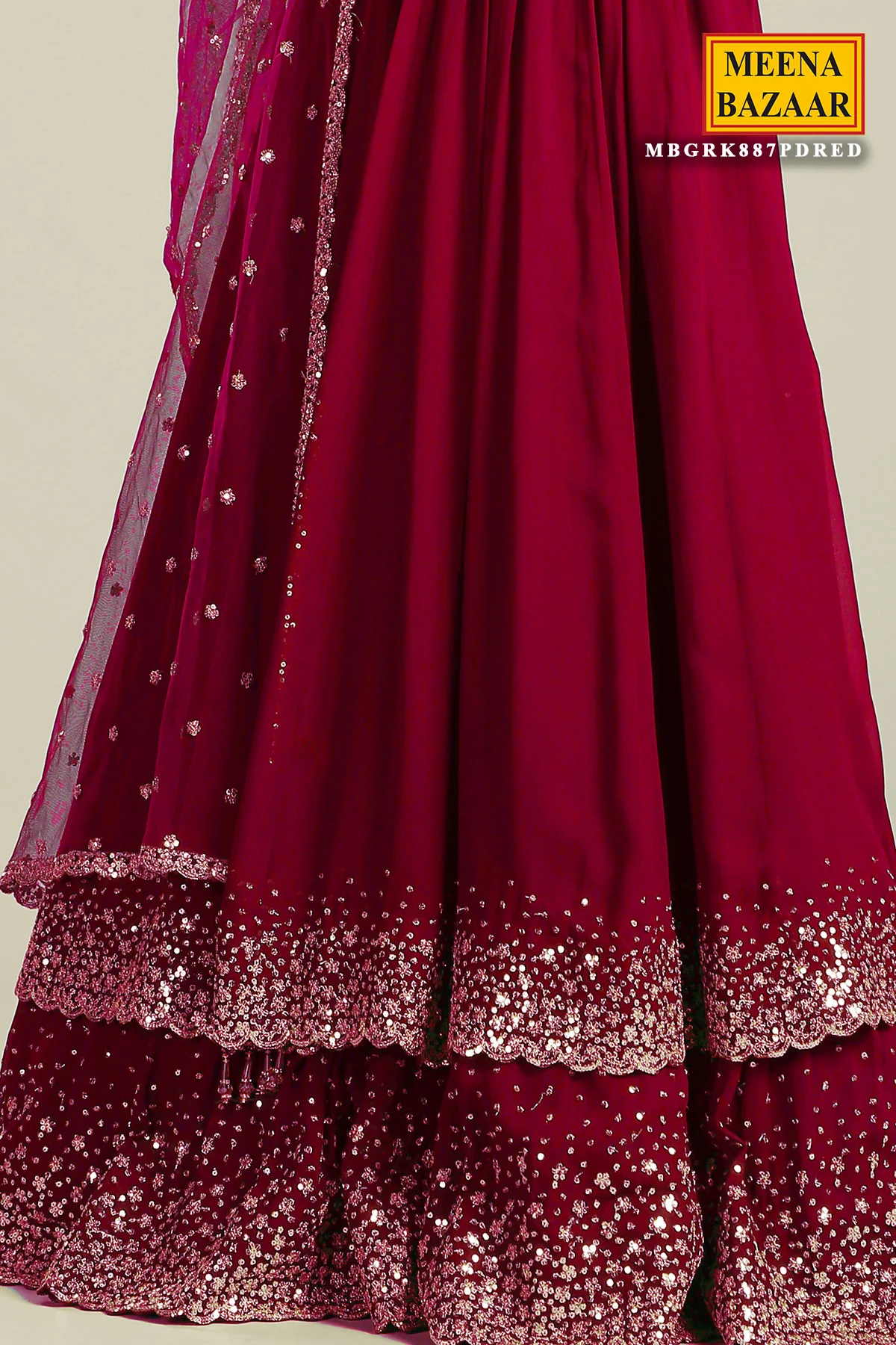 Maroon Georgette Lehenga - Image 4
