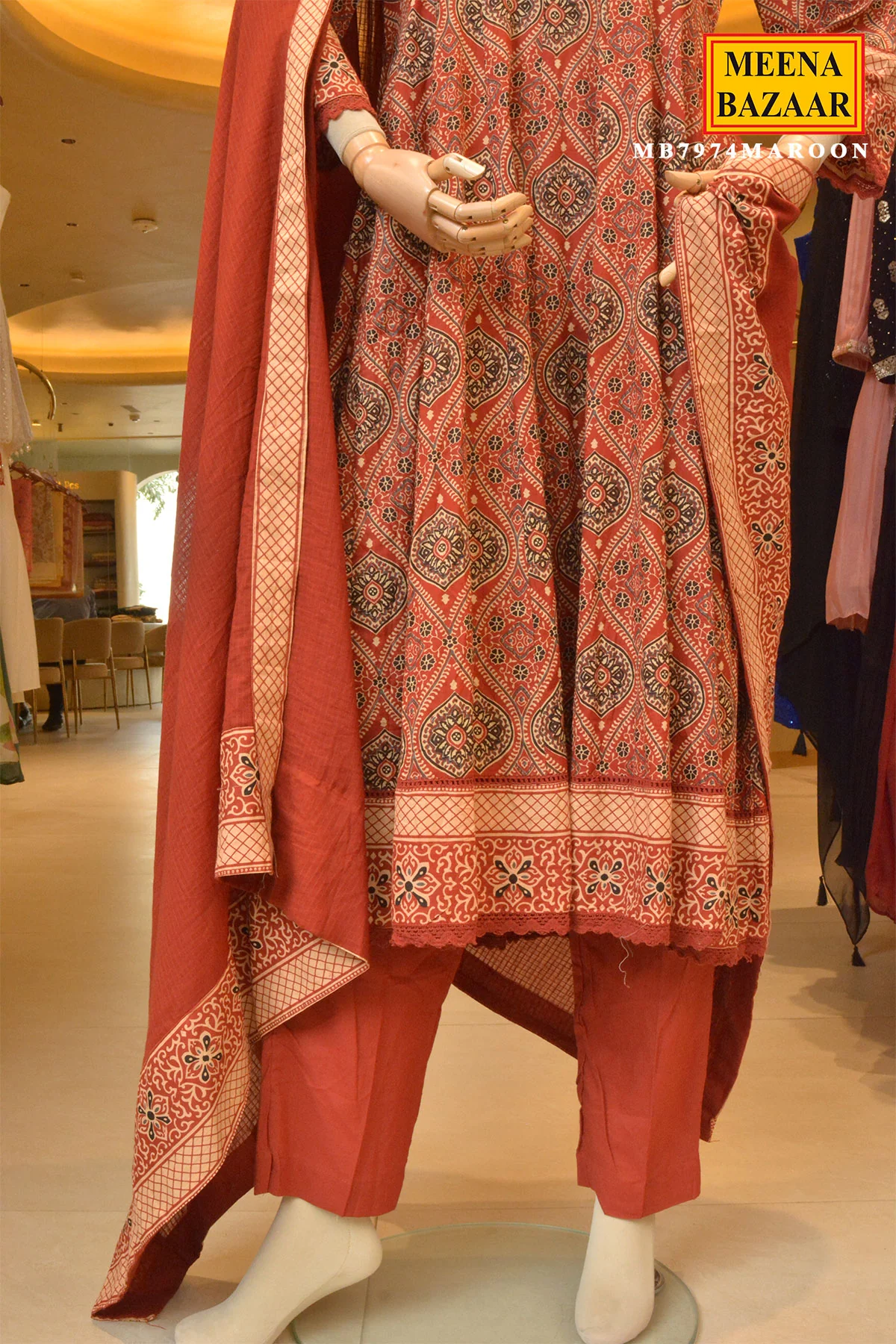 Maroon Heritage Printed Suit Set - Image 6