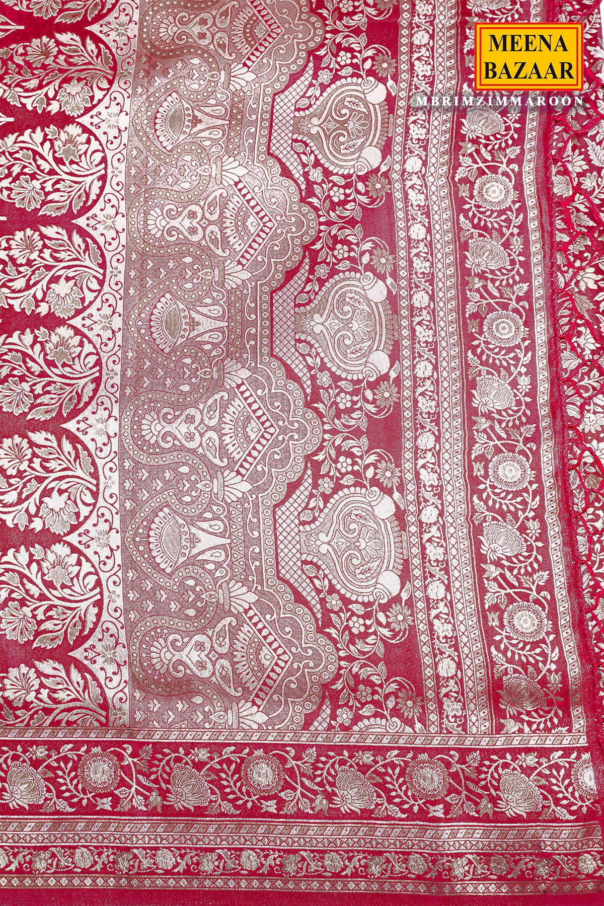 Maroon South Silk Floral Zari Woven Saree - Image 4