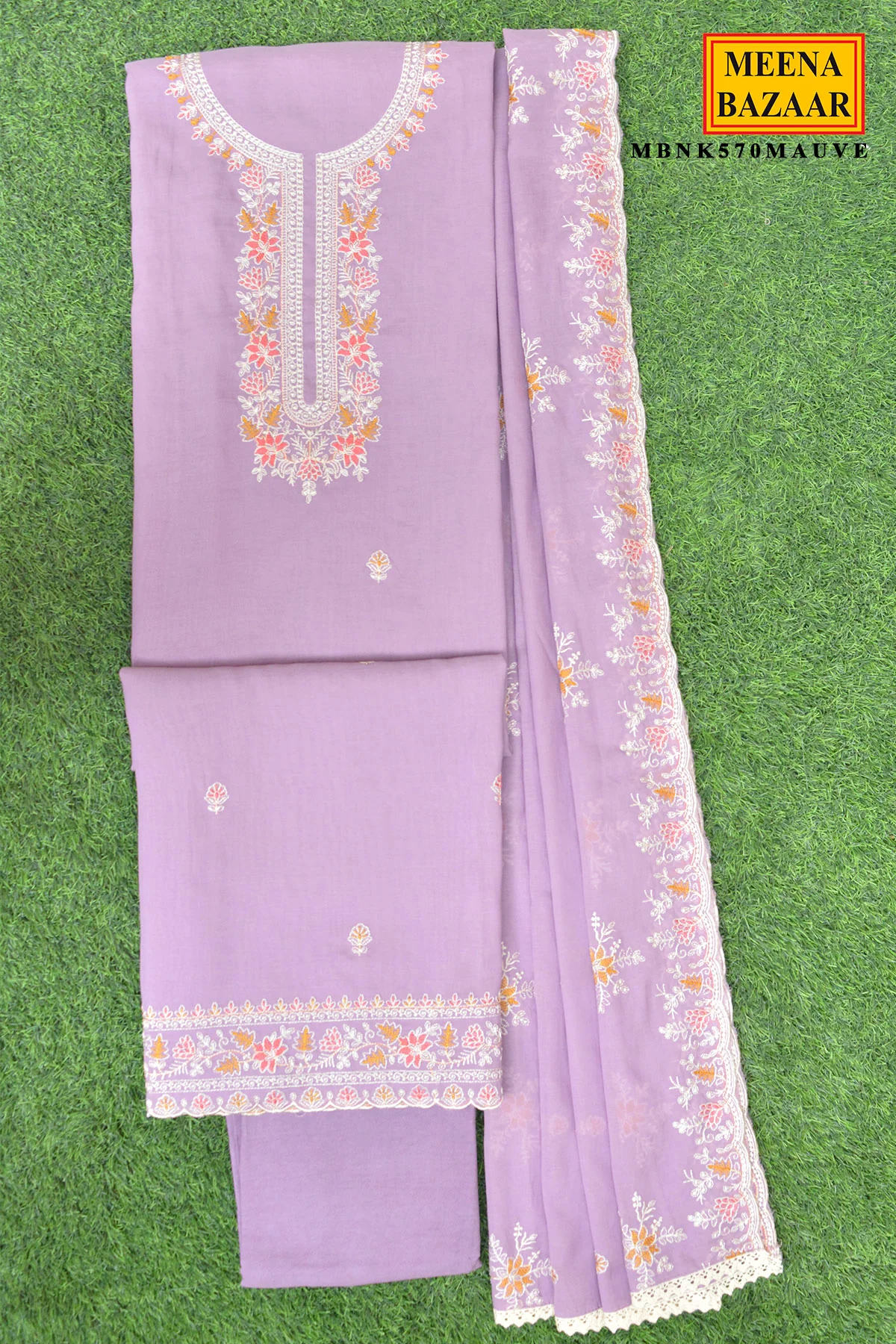 Mauve Embroidered Suit Set - Image 2