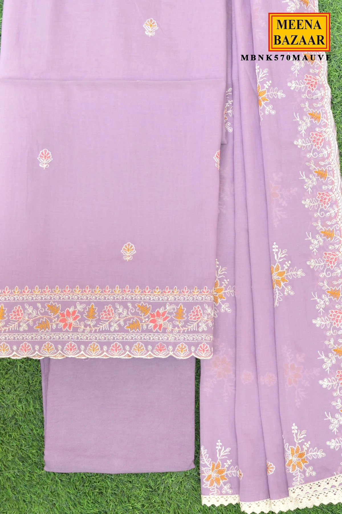 Mauve Embroidered Suit Set - Image 4