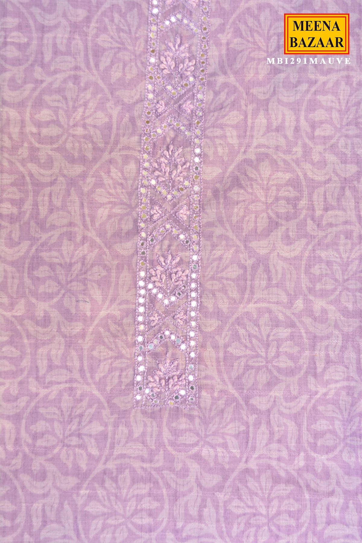 Mauve Printed Kurta Pant Set with Floral Striped Dupatta - Image 4