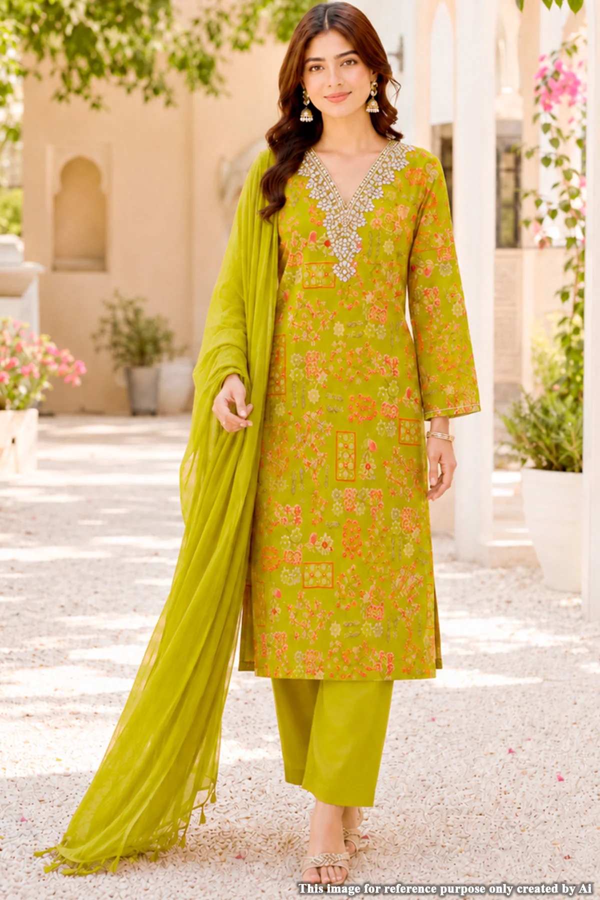 Mehandi Floral Suit Set