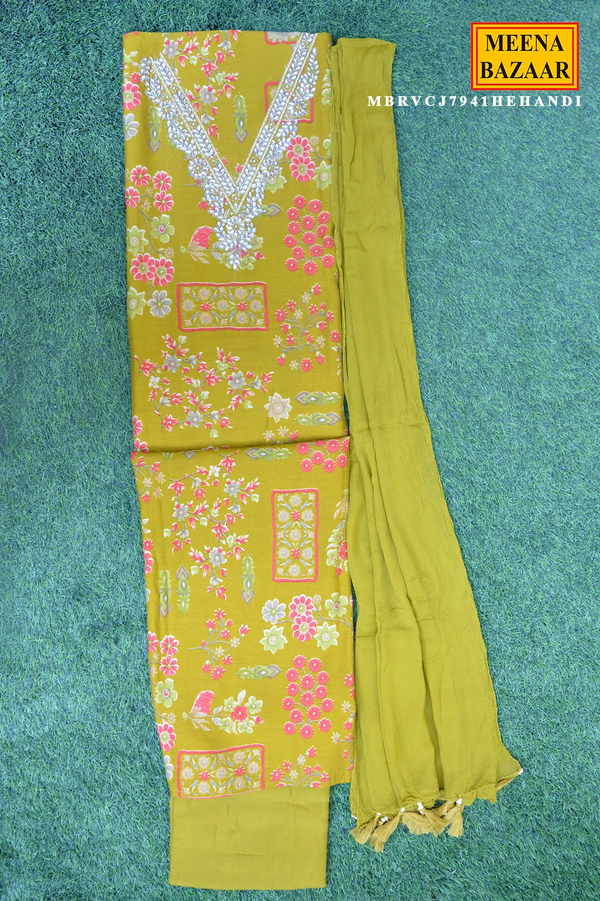 Mehandi Floral Suit Set - Image 2