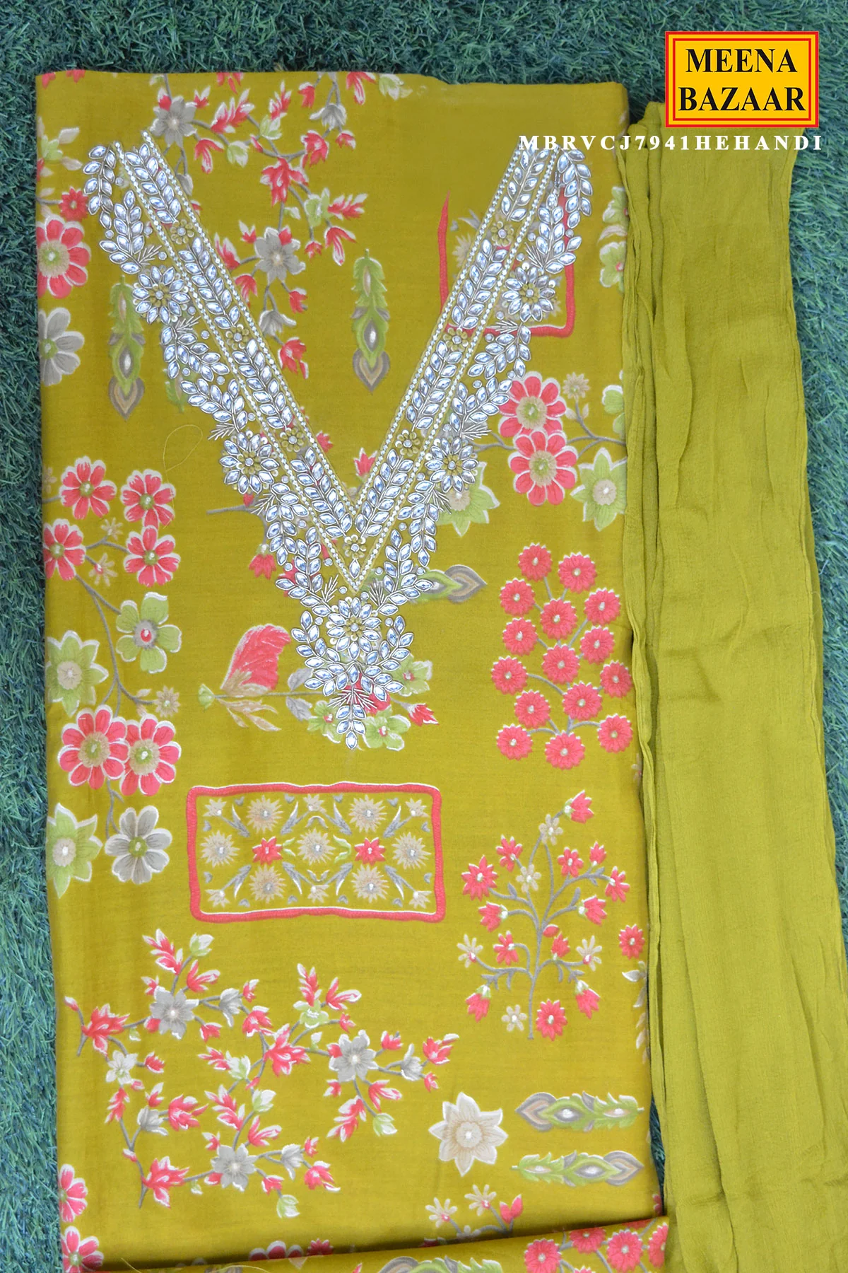 Mehandi Floral Suit Set - Image 3