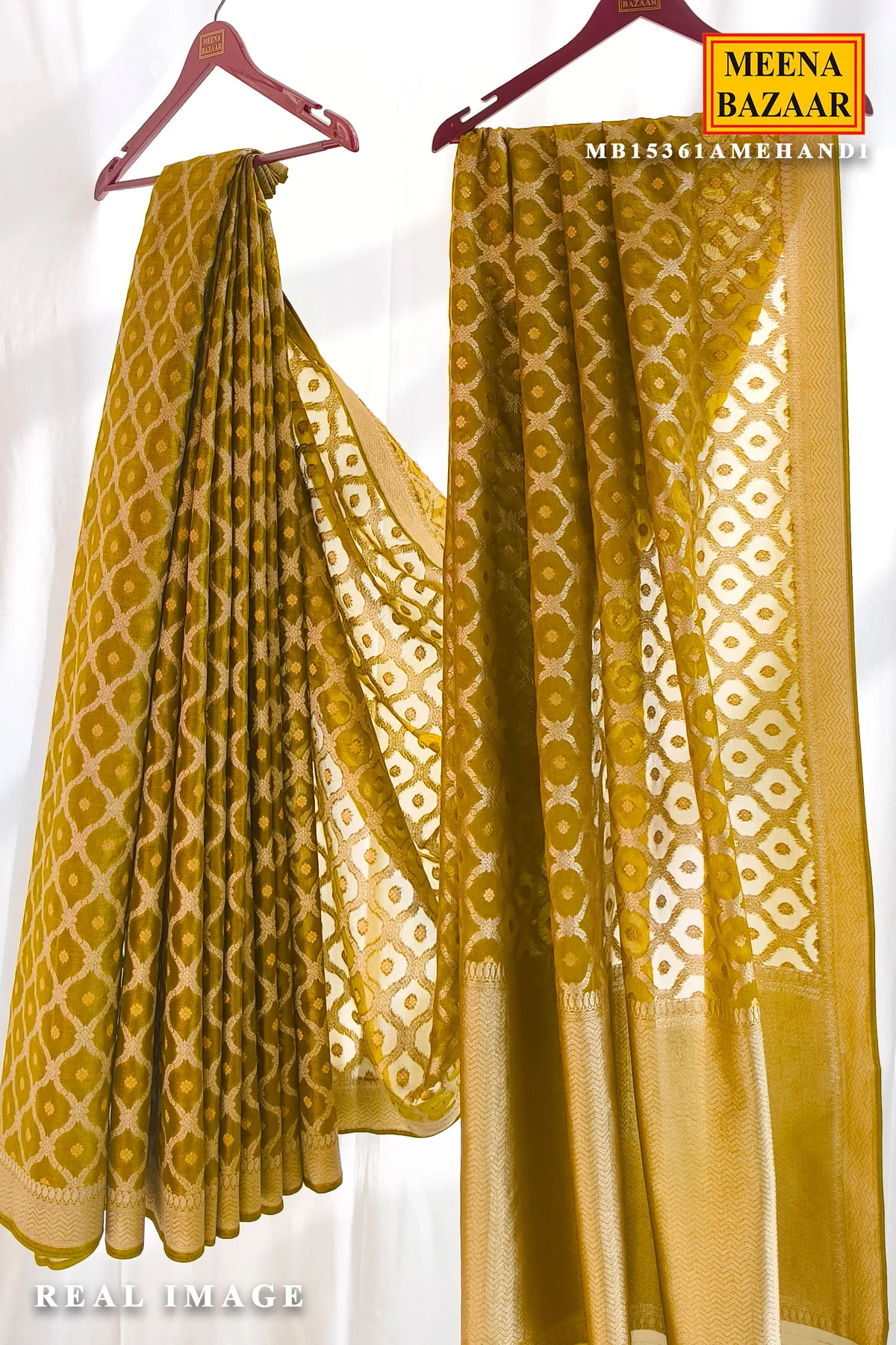 Mehandi Grace Silk Saree - Pure Elegance - Image 2