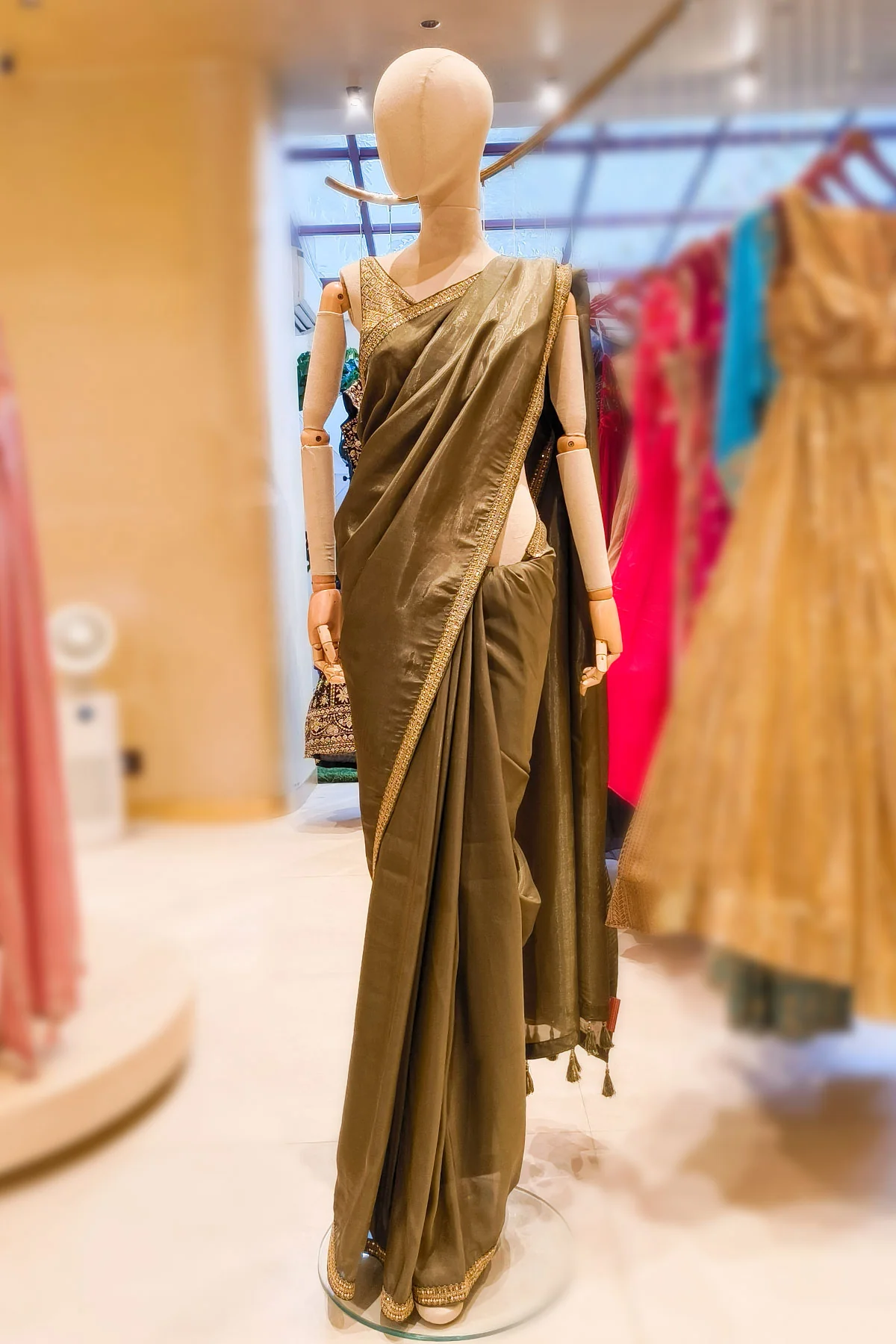 Mehandi Green Organza Saree
