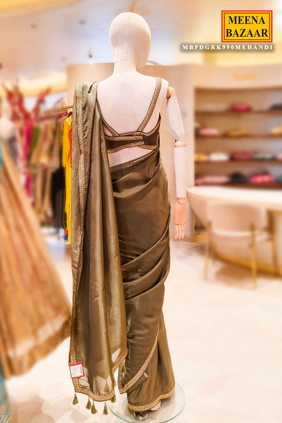 Mehandi Green Organza Saree - Image 5