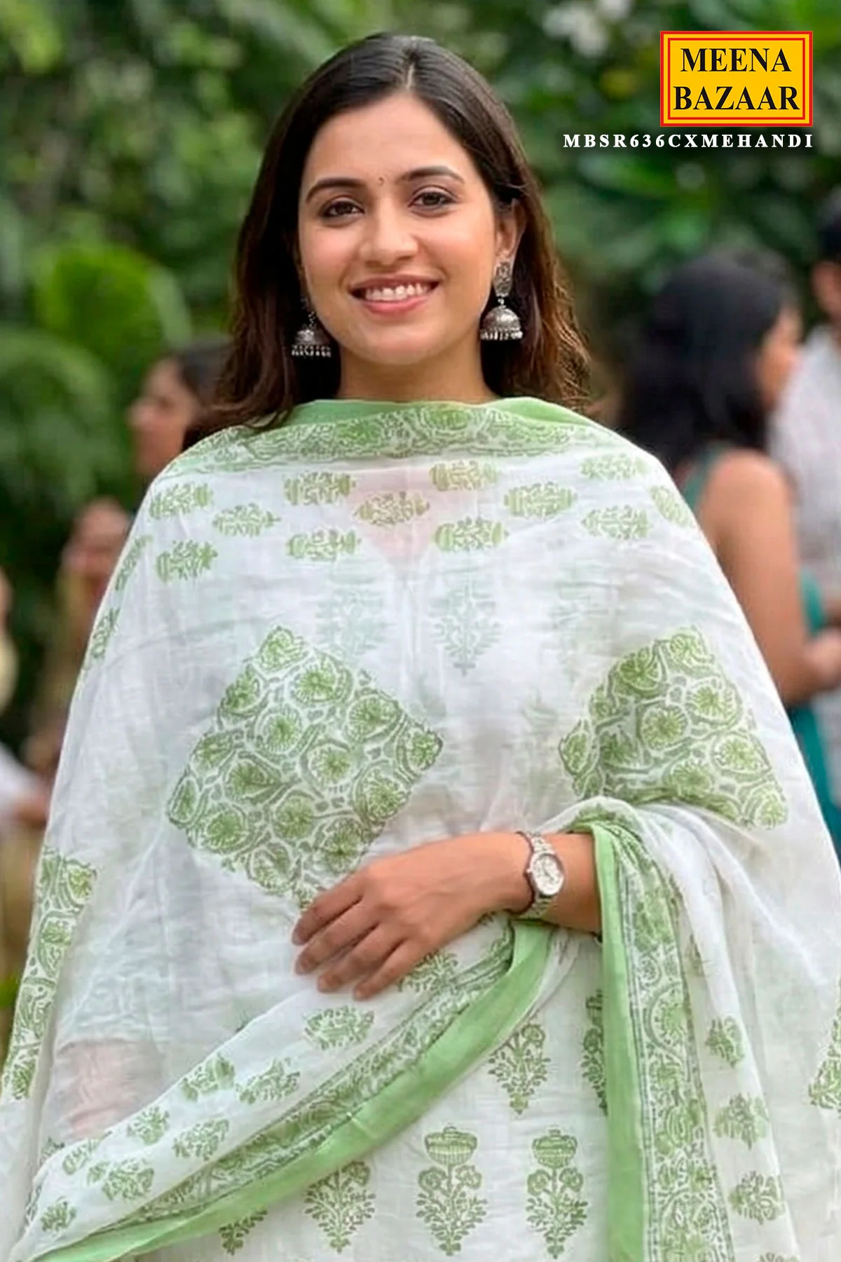 Mehandi Green Printed Cotton Unstitched Suit - Image 2