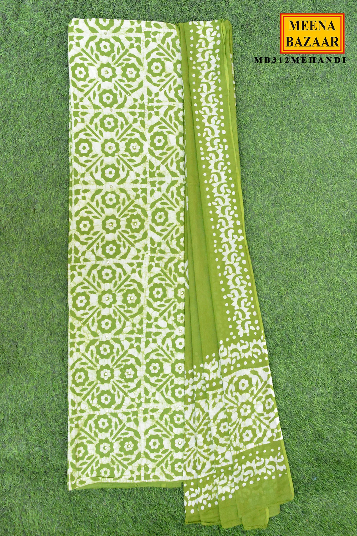 Mehandi Green Printed Kurta Set with Dupatta - Image 2