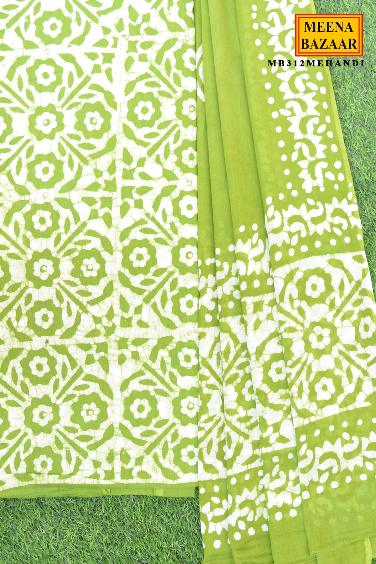 Mehandi Green Printed Kurta Set with Dupatta - Image 3