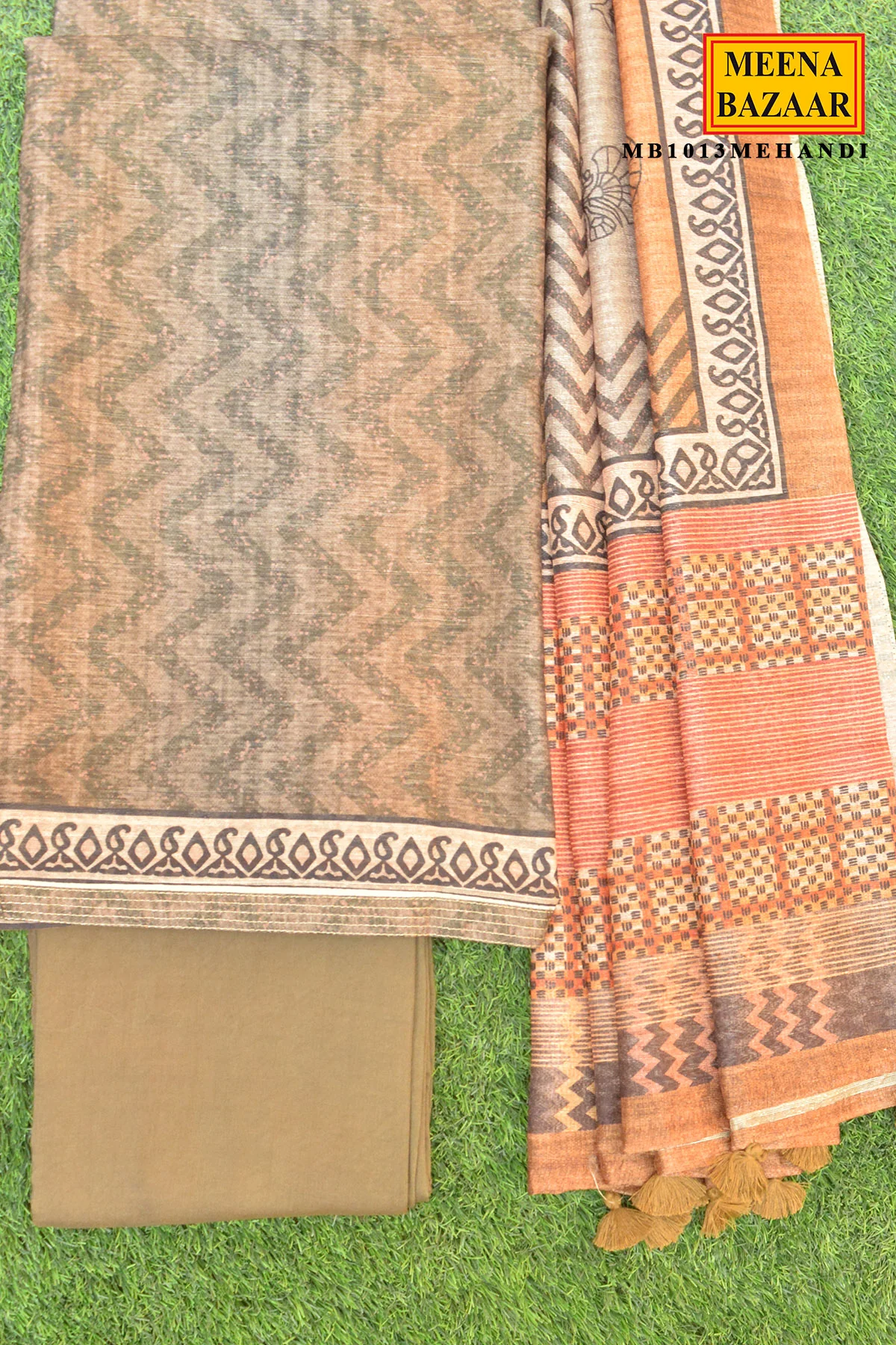 Mehndi Printed Suit Set with Dupatta - Image 3