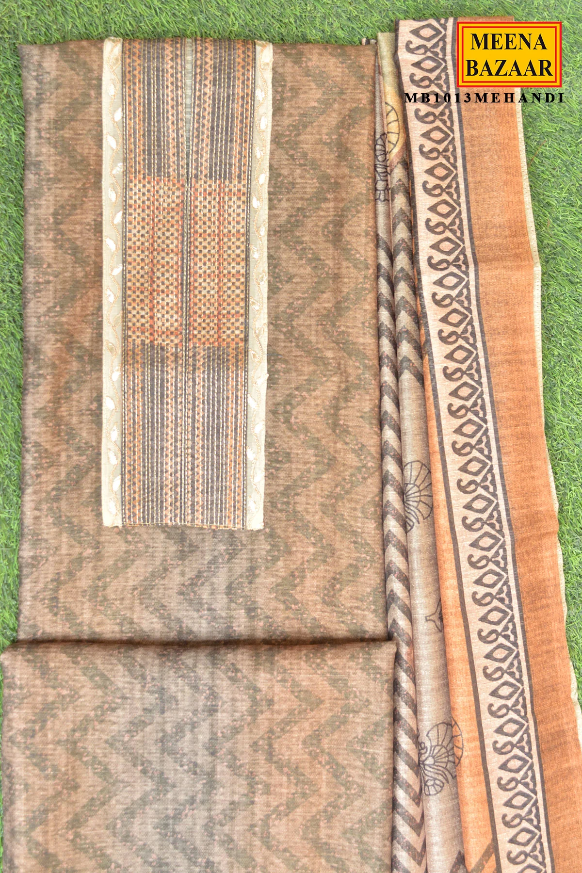 Mehndi Printed Suit Set with Dupatta - Image 4