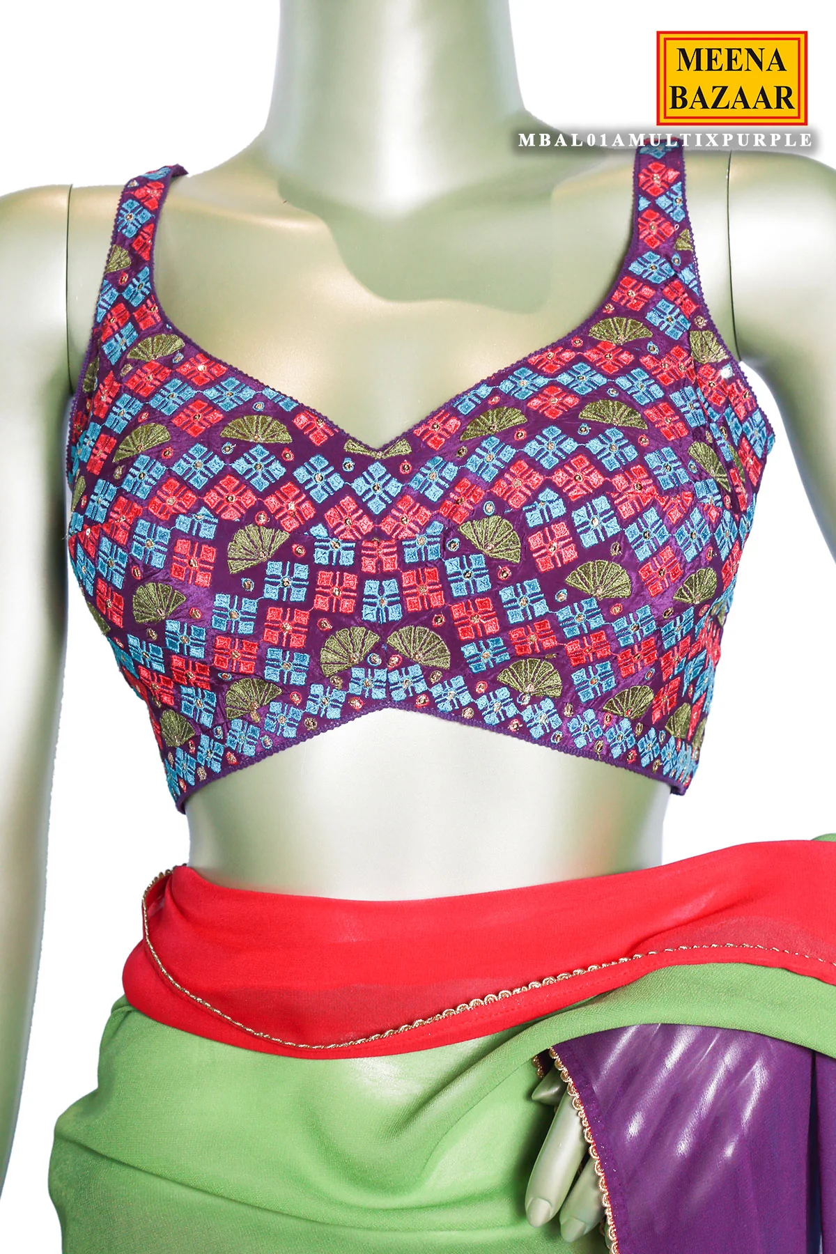 Multicolored Georgette Panelled Saree - Image 4