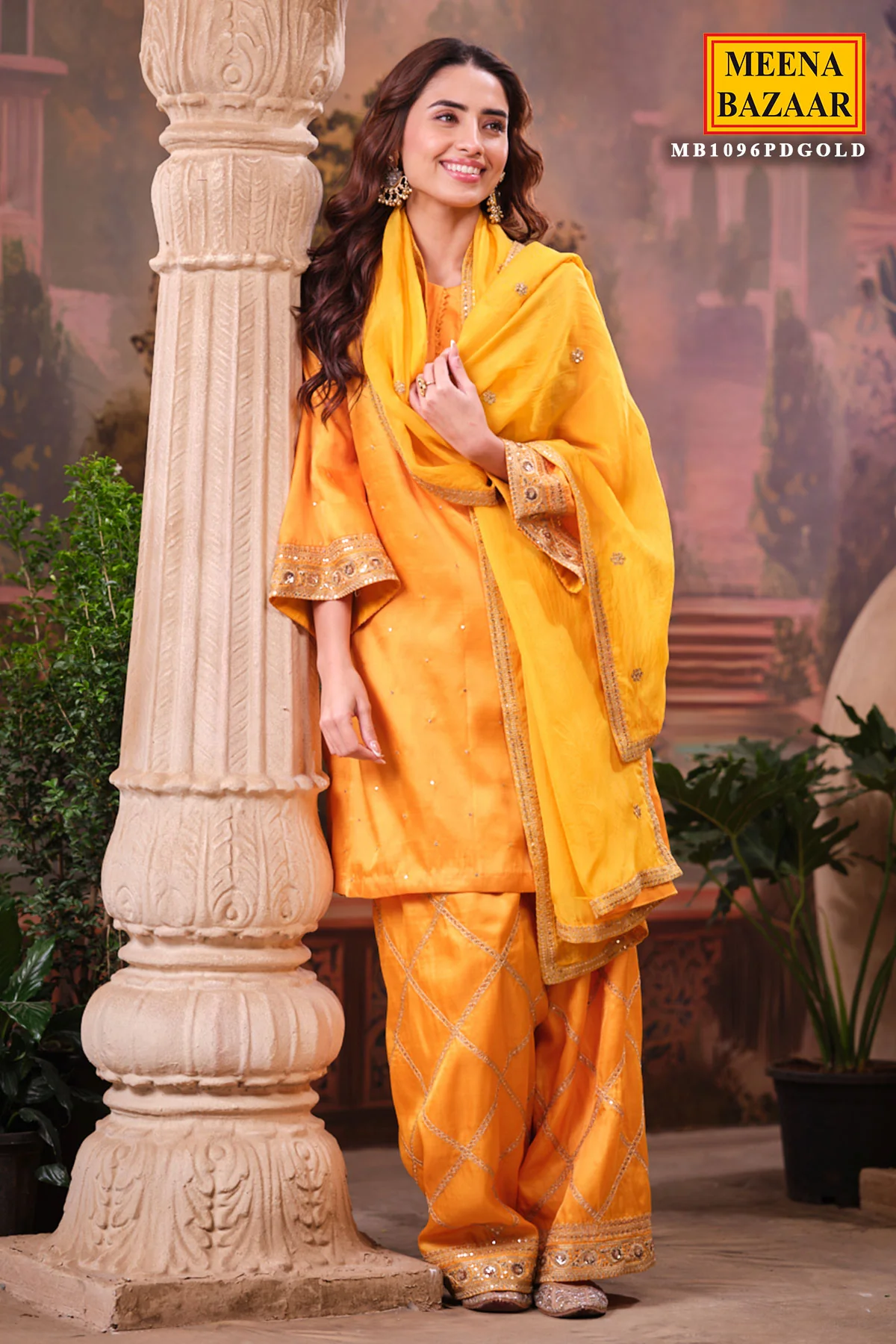 Mustard Silk Shirt Suit Set with Organza Dupatta Elegant Festive & Wedding Wear - Image 10