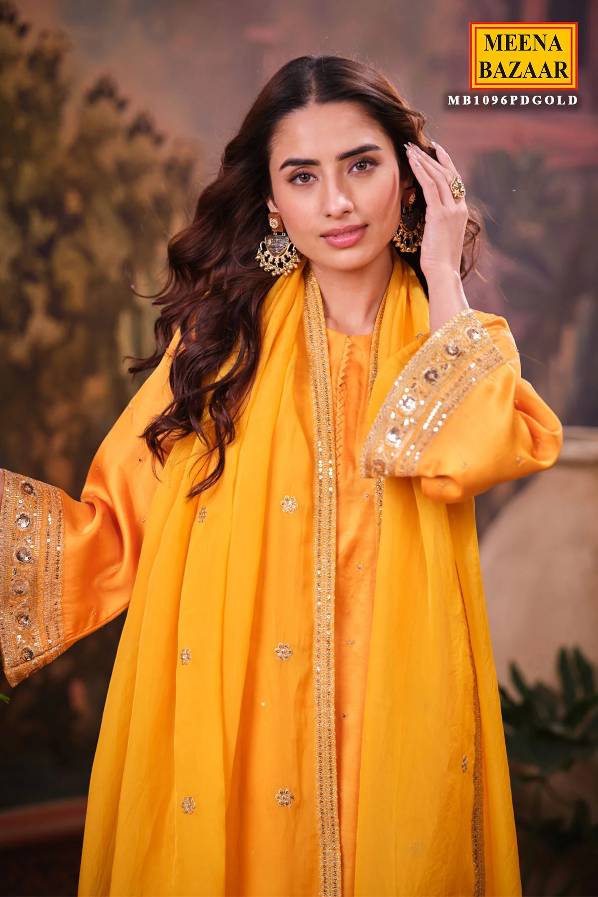 Mustard Silk Shirt Suit Set with Organza Dupatta Elegant Festive & Wedding Wear - Image 13