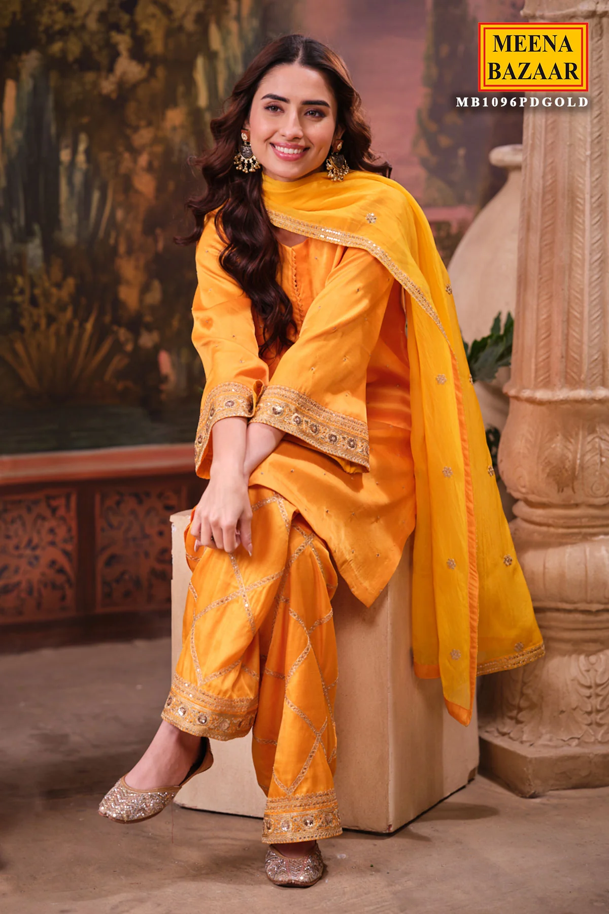 Mustard Silk Shirt Suit Set with Organza Dupatta Elegant Festive & Wedding Wear - Image 15