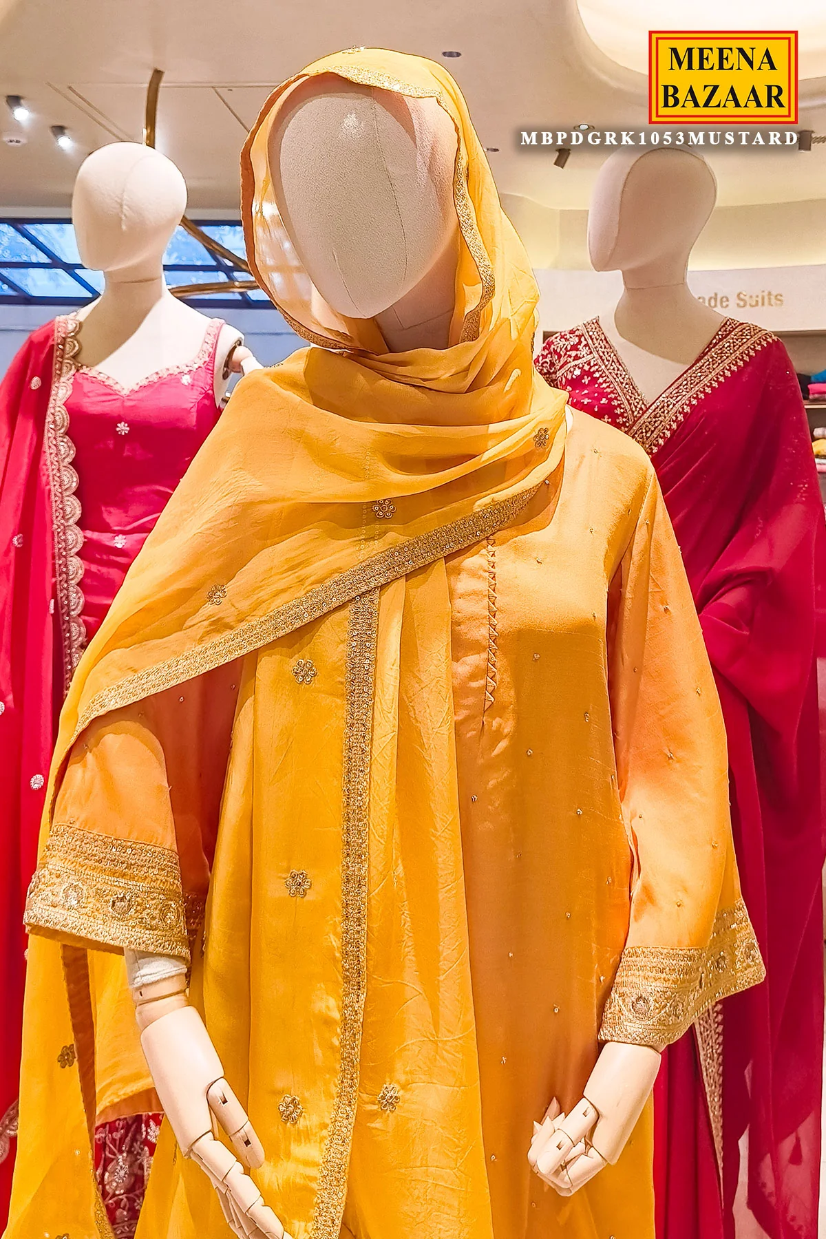 Mustard Silk Shirt Suit Set with Organza Dupatta Elegant Festive & Wedding Wear - Image 17