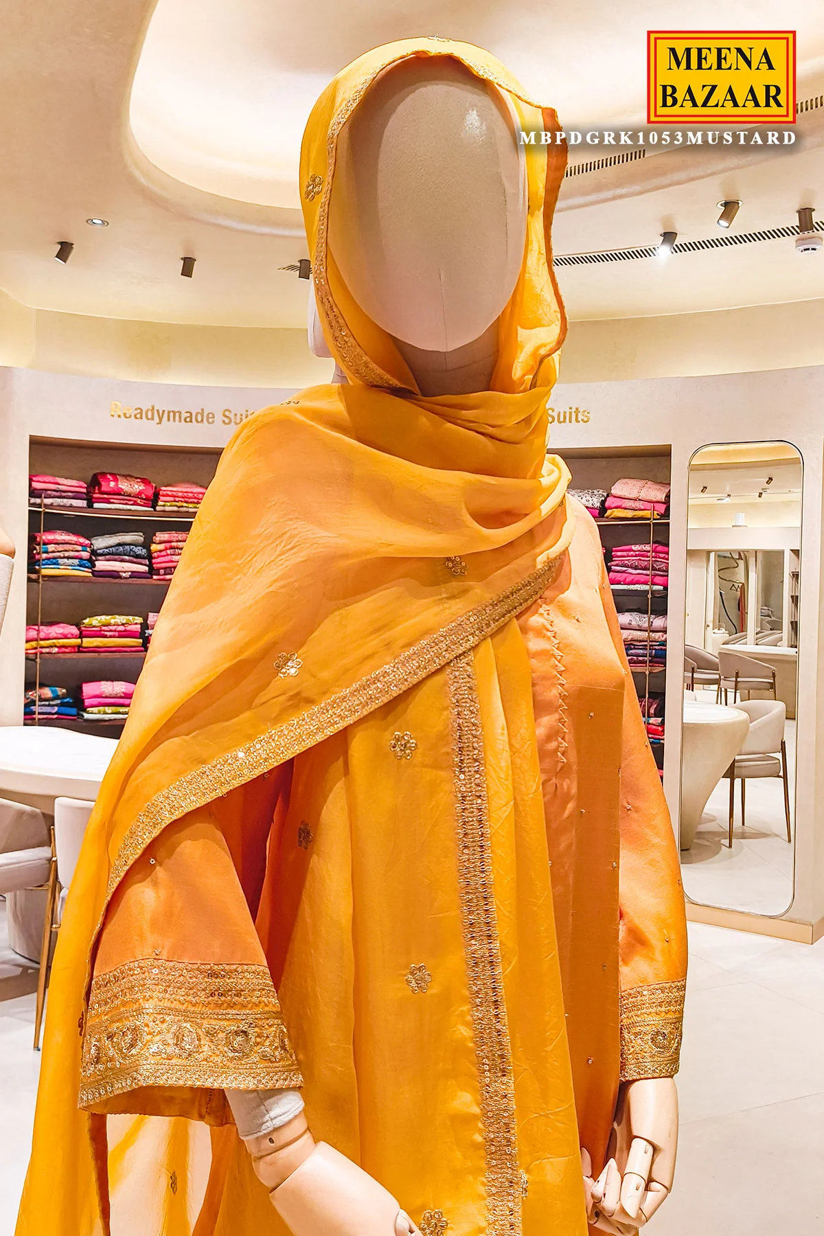 Mustard Silk Shirt Suit Set with Organza Dupatta Elegant Festive & Wedding Wear - Image 18