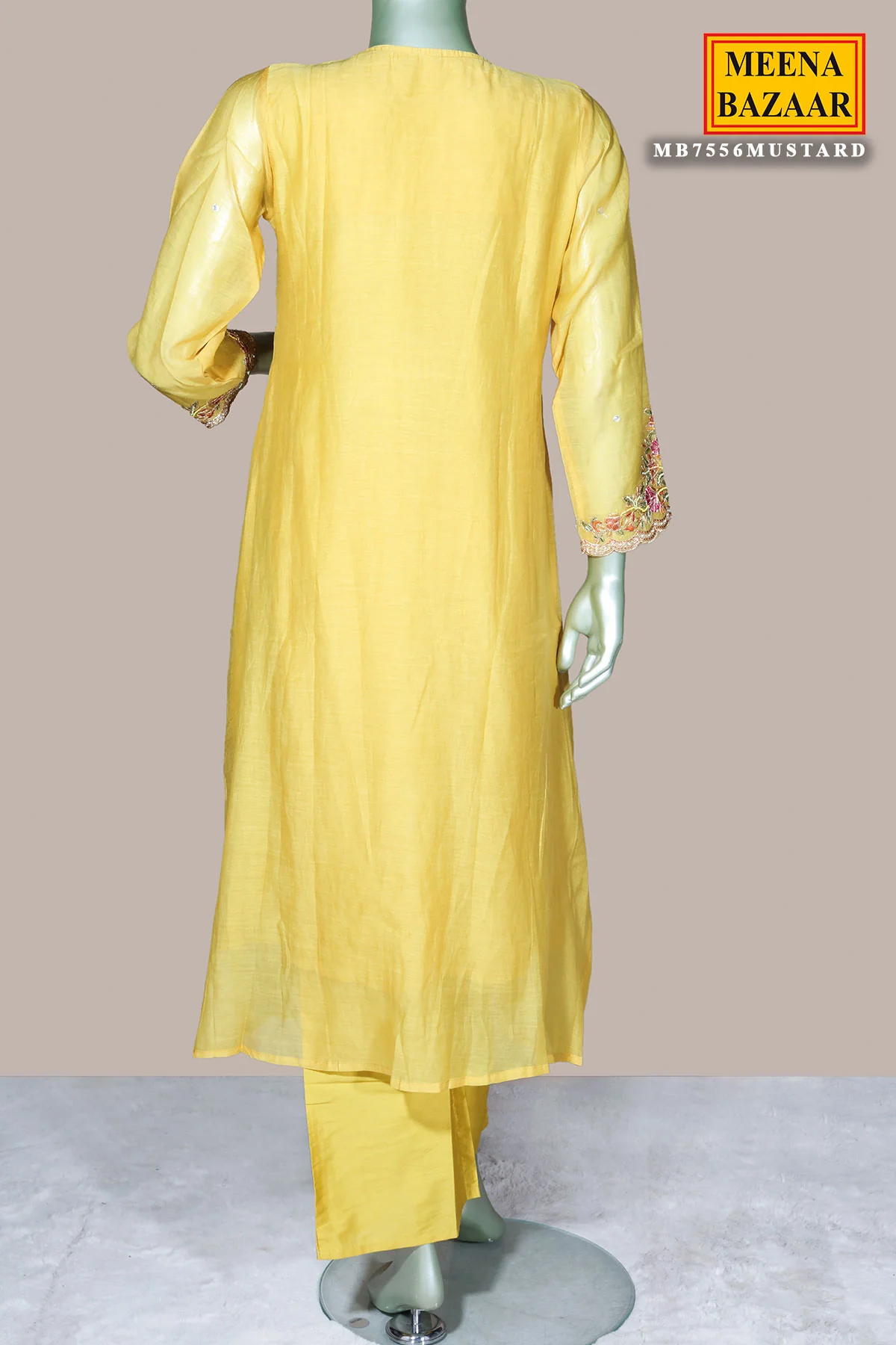Mustard Cotton Ready Made Suit with Classic Ethnic Appeal - Image 4