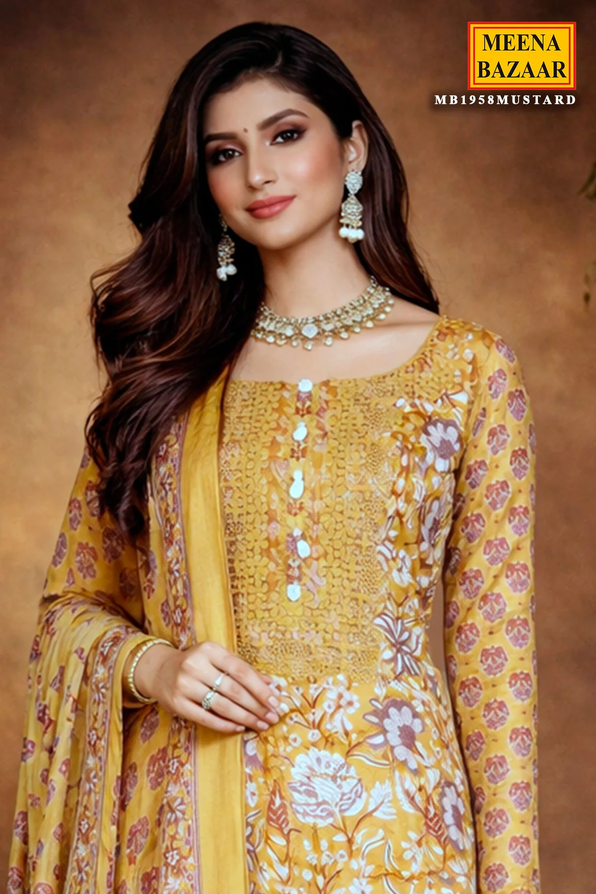 Mustard Cotton Unstitched Suit with Elegant Embroidery - Image 7